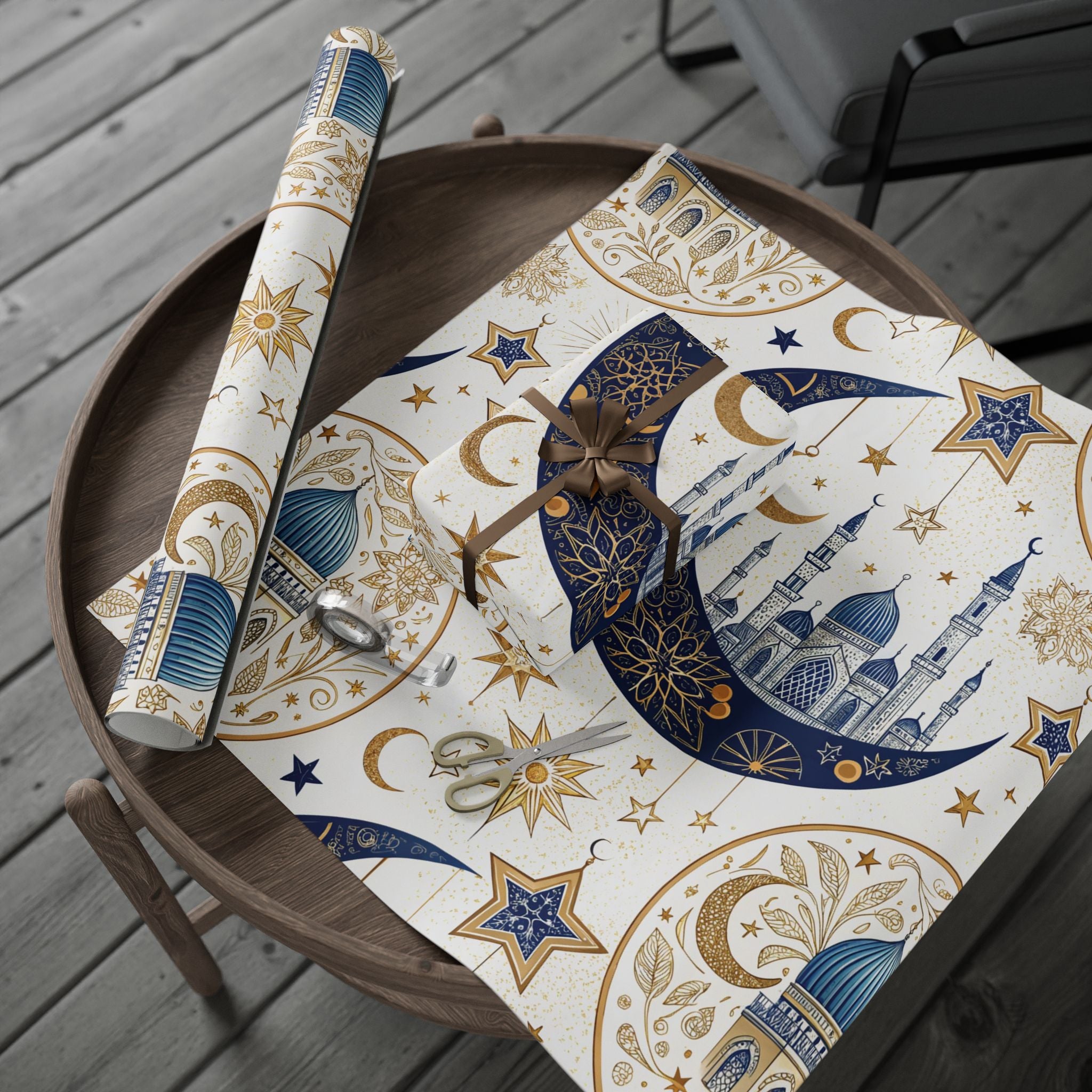 ramadan-night-wrapping-papers-islamic-crescent-moon-gift-wrap-mosque-silhouette-eid-holiday-supplies-festive-present-packagin