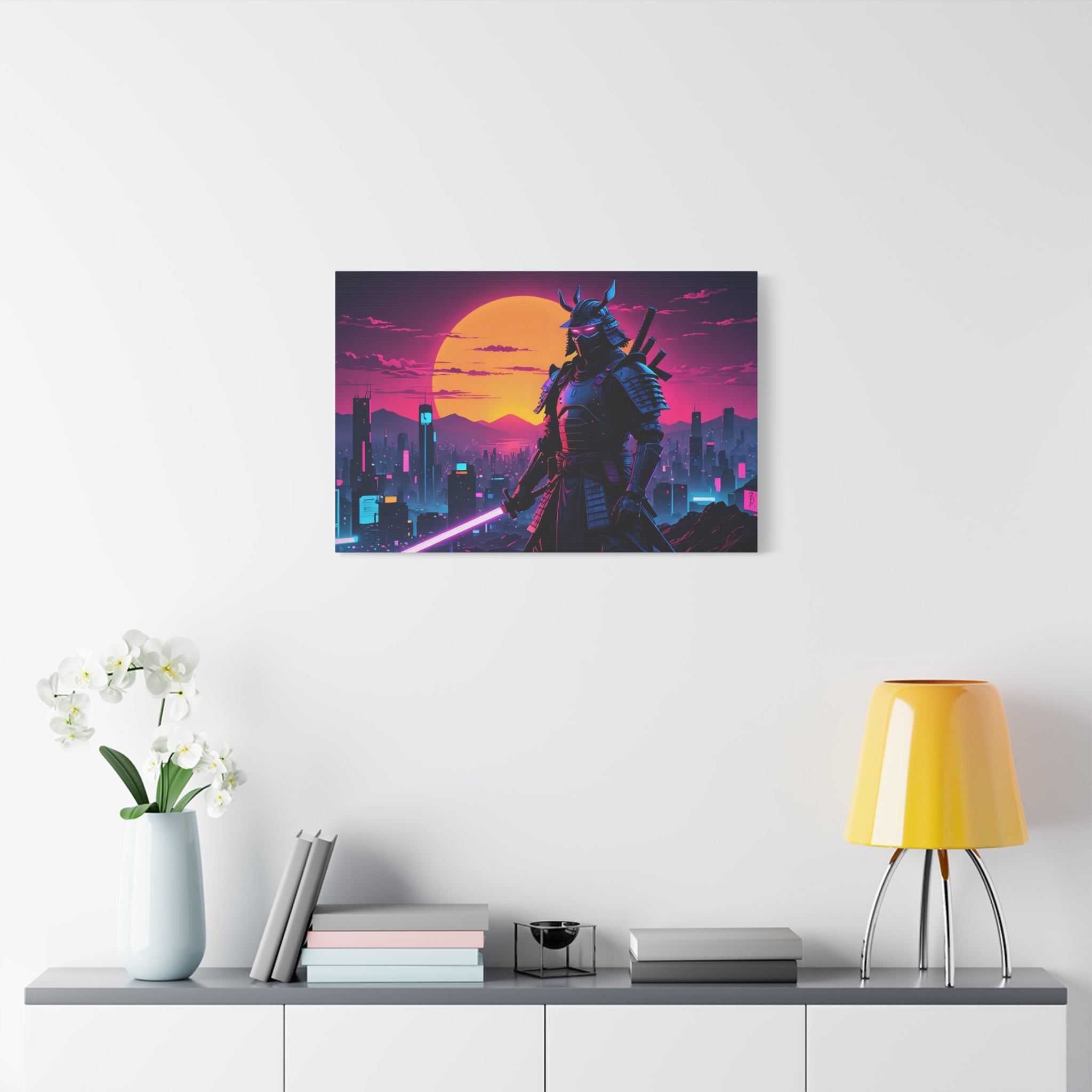canvas-print-samurai-retrowave-synthawave-wall-art-poster-gift-for-anime-fans-home-decor-japanese-art-retro-aesthetic-dorm-ro
