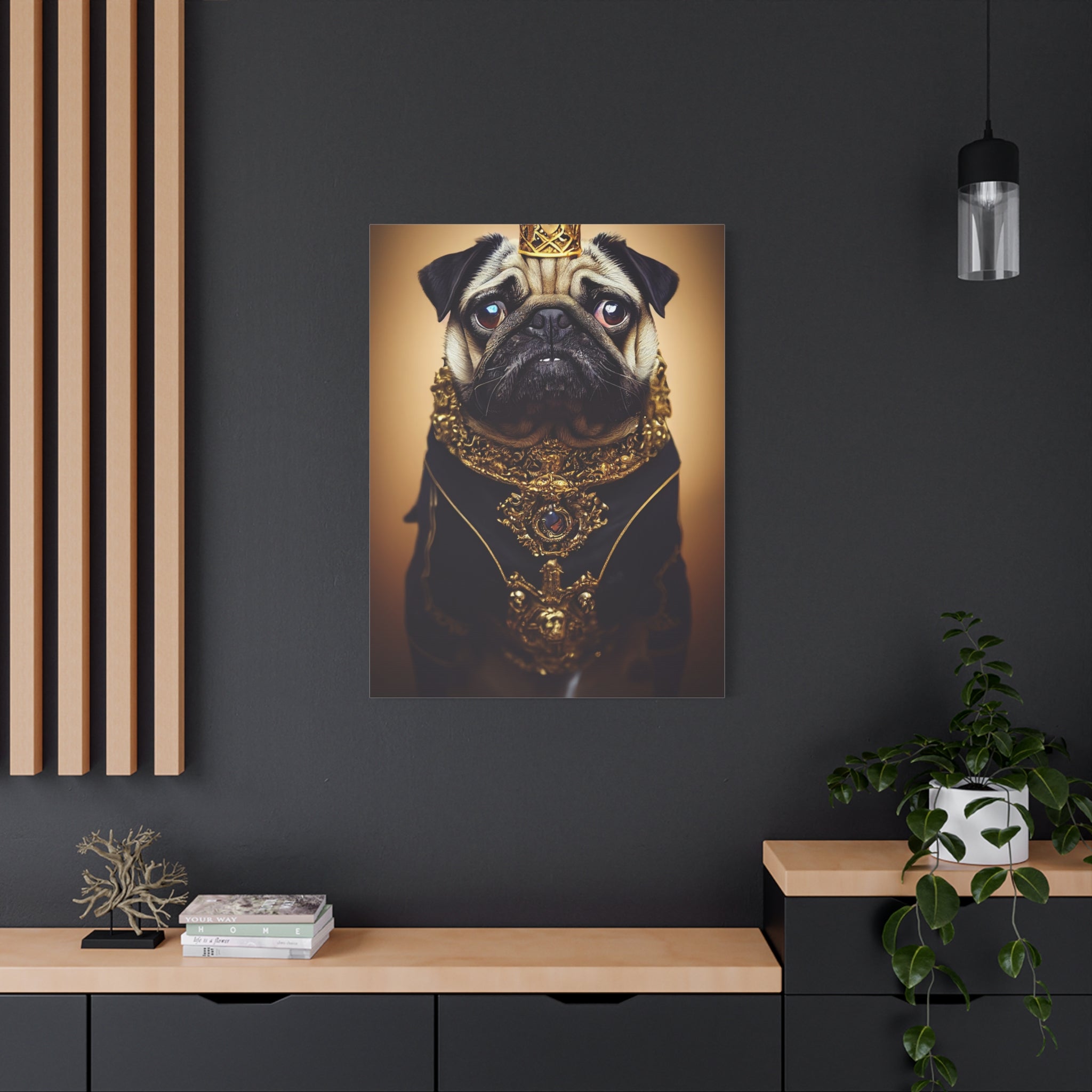 canvas-print-pug-crown-funny-jewelry-wall-art-decor-stretched-matte-canvas-home-living-room-decoration-dog-lover-gift-animal-