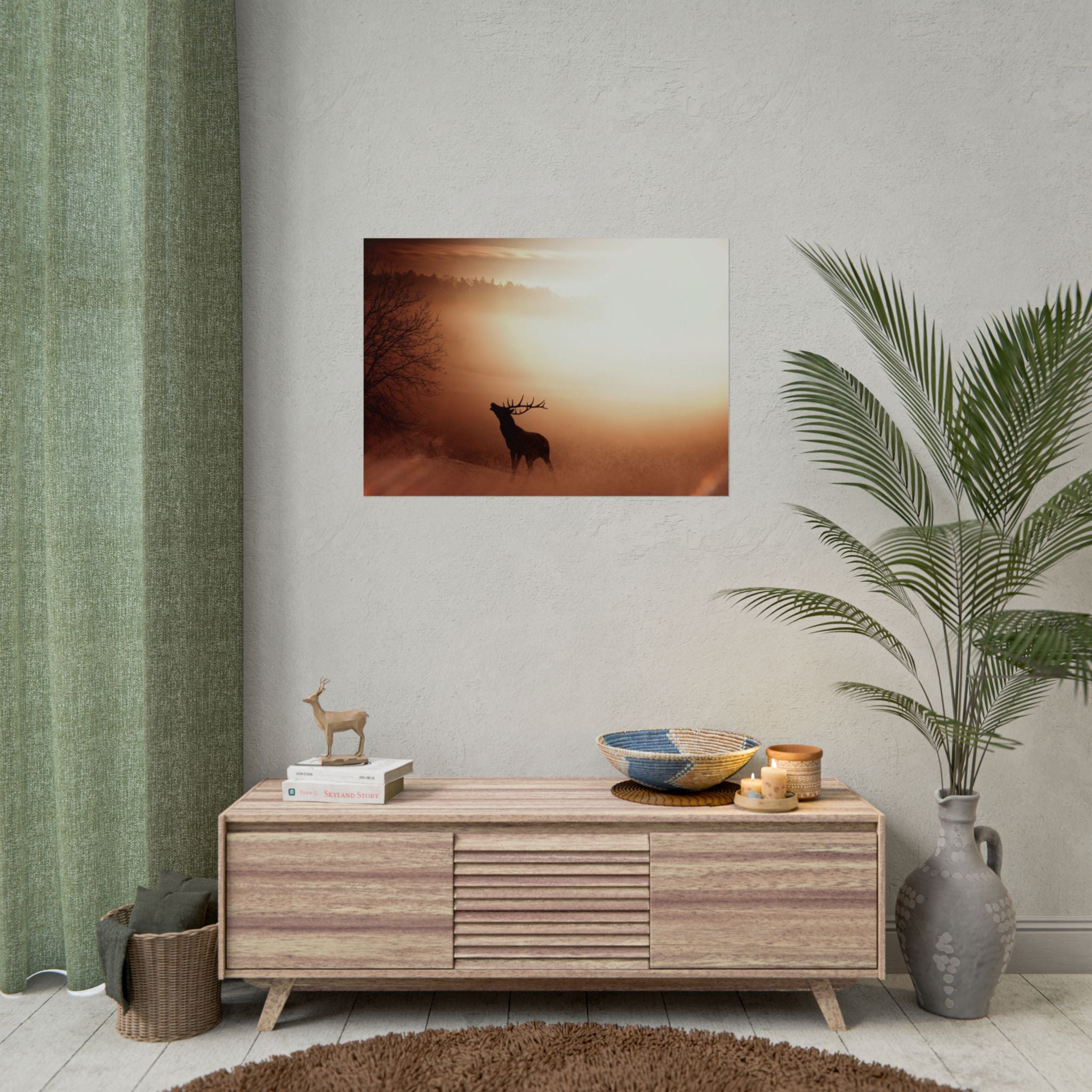 poster-print-elk-in-forest-sunset-scenery-nature-home-decor-animal-wall-art-wildlife-decor-farmhouse-wall-art-elk-prints-post