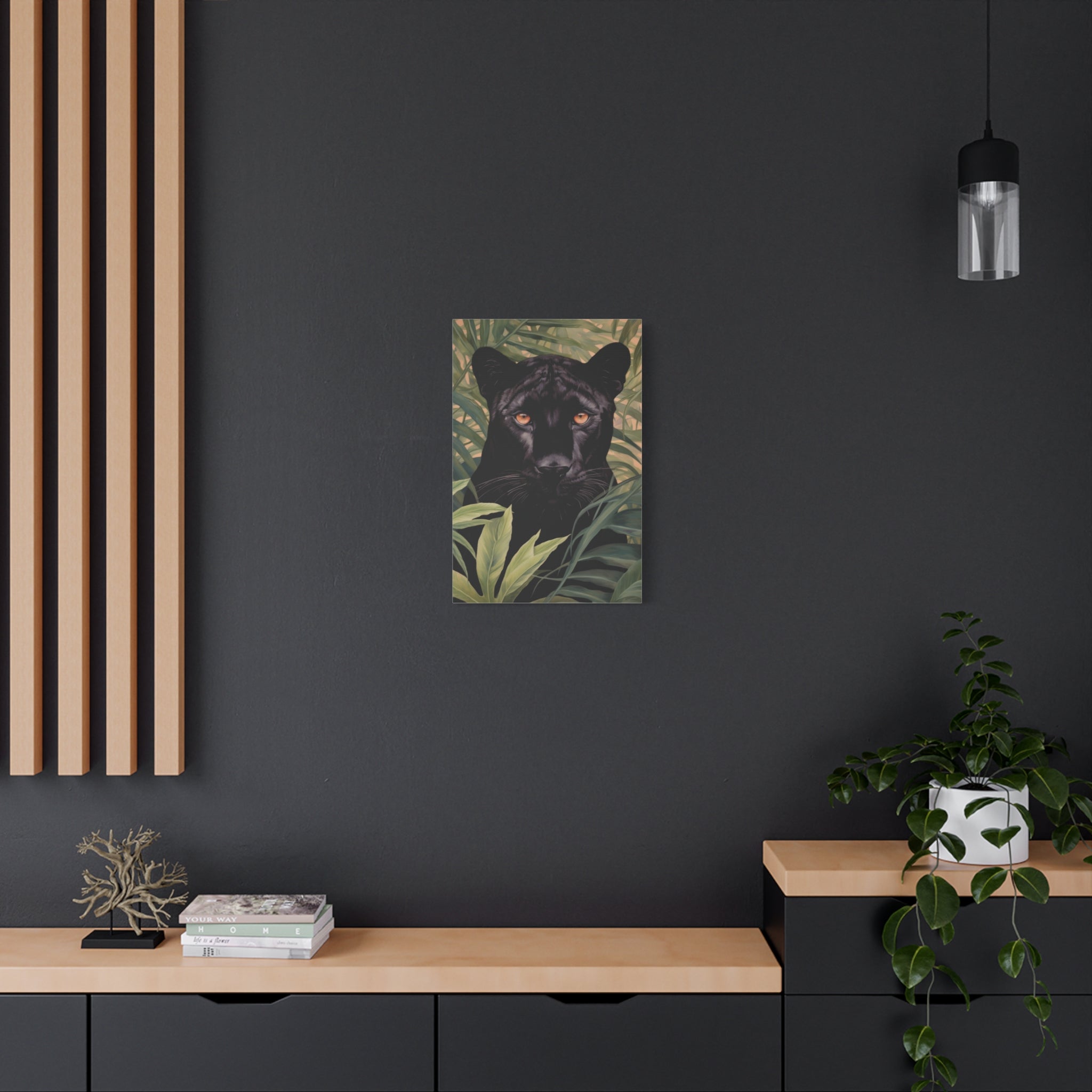 canvas-wall-art-black-panther-in-jungle-african-animal-decor-print-matte-stretched-canvas-wall-hanging-wildlife-theme