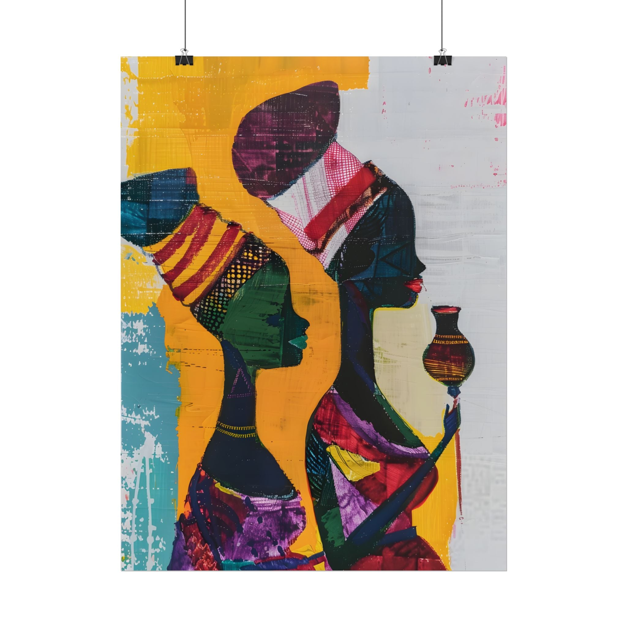 Traditional African Woman Poster Wall Art, African Portrait, Afrocentric, Tribal Home Art, Afro American Art, Ethnic Wall Decor