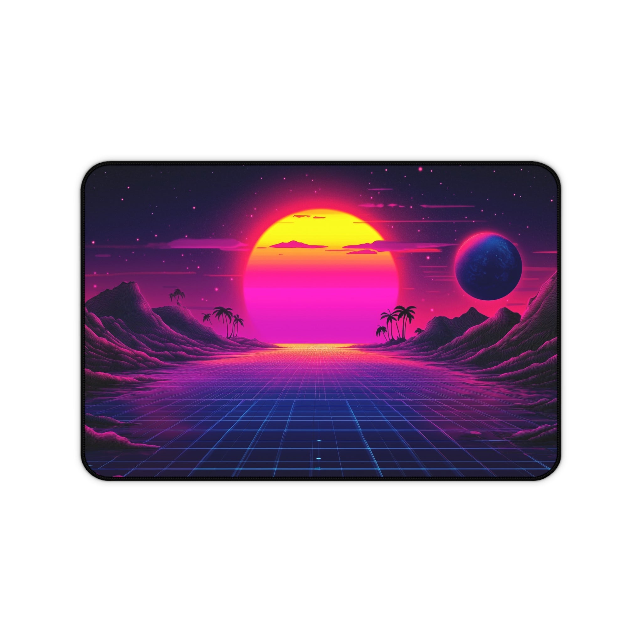 vaporwave-moon-road-mouse-pad-retrowave-city-delorean-desk-mat-neon-synthwave-desk-pad-vaporwave-sun-and-mountains