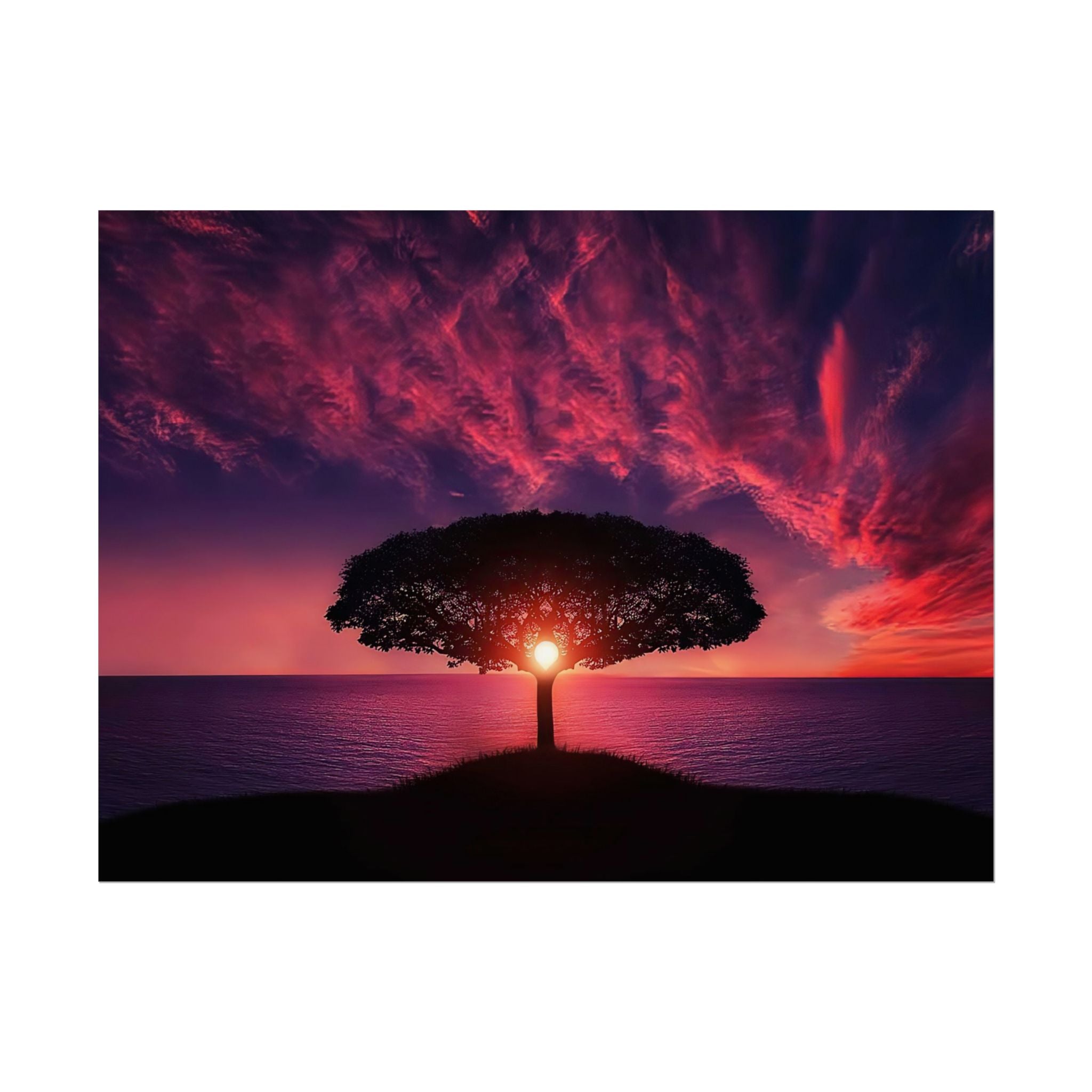 Panoramic Sunset Poster Print, Tree Wall Art, Scenery Decor, Exra Large Wall Art, Canvas Art Print, Landscape, Nature Wall Decor