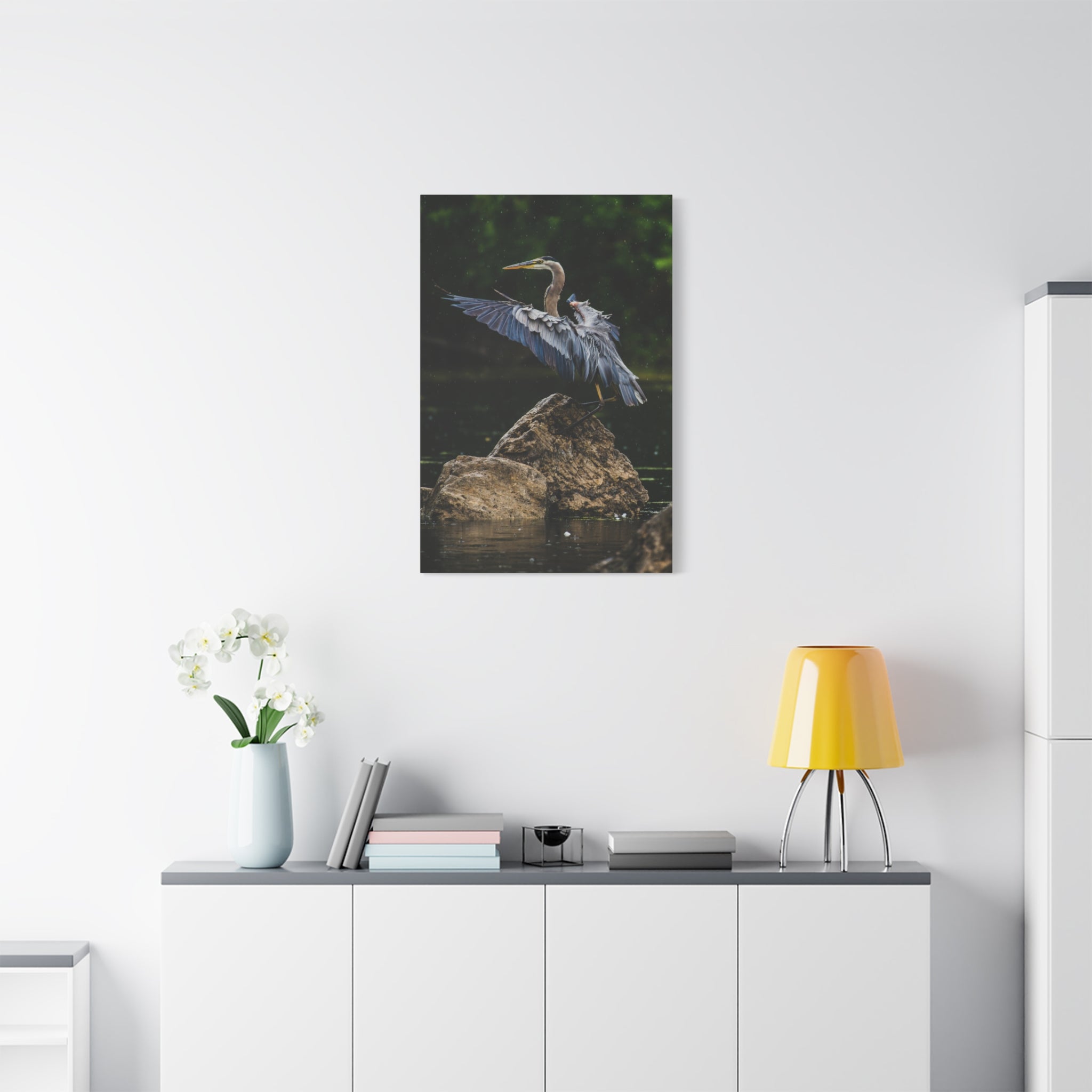 canvas-print-wall-art-great-blue-heron-matte-canvas-stretched-home-decor-bird-lover-gift-nature-wall-hanging-wildlife