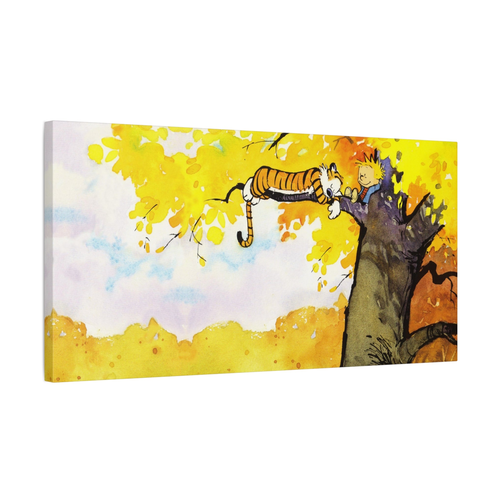 Calvin and Hobbes Canvas Wall Art - Nostalgic Comic Strip Canvas for Kids Room & Nursery Decor - Friendship Adventure Theme Print
