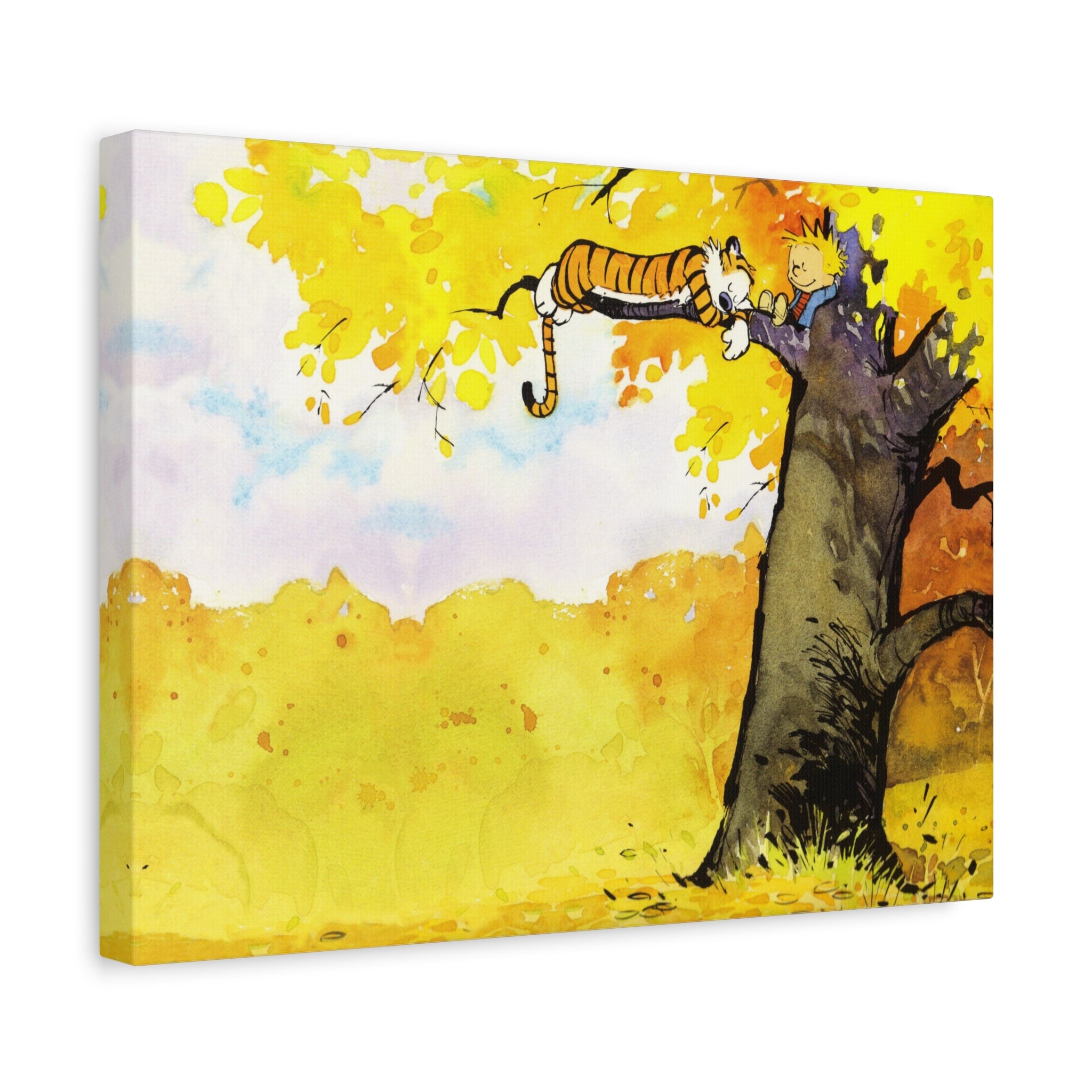 Calvin and Hobbes Canvas Wall Art - Nostalgic Comic Strip Canvas for Kids Room & Nursery Decor - Friendship Adventure Theme Print