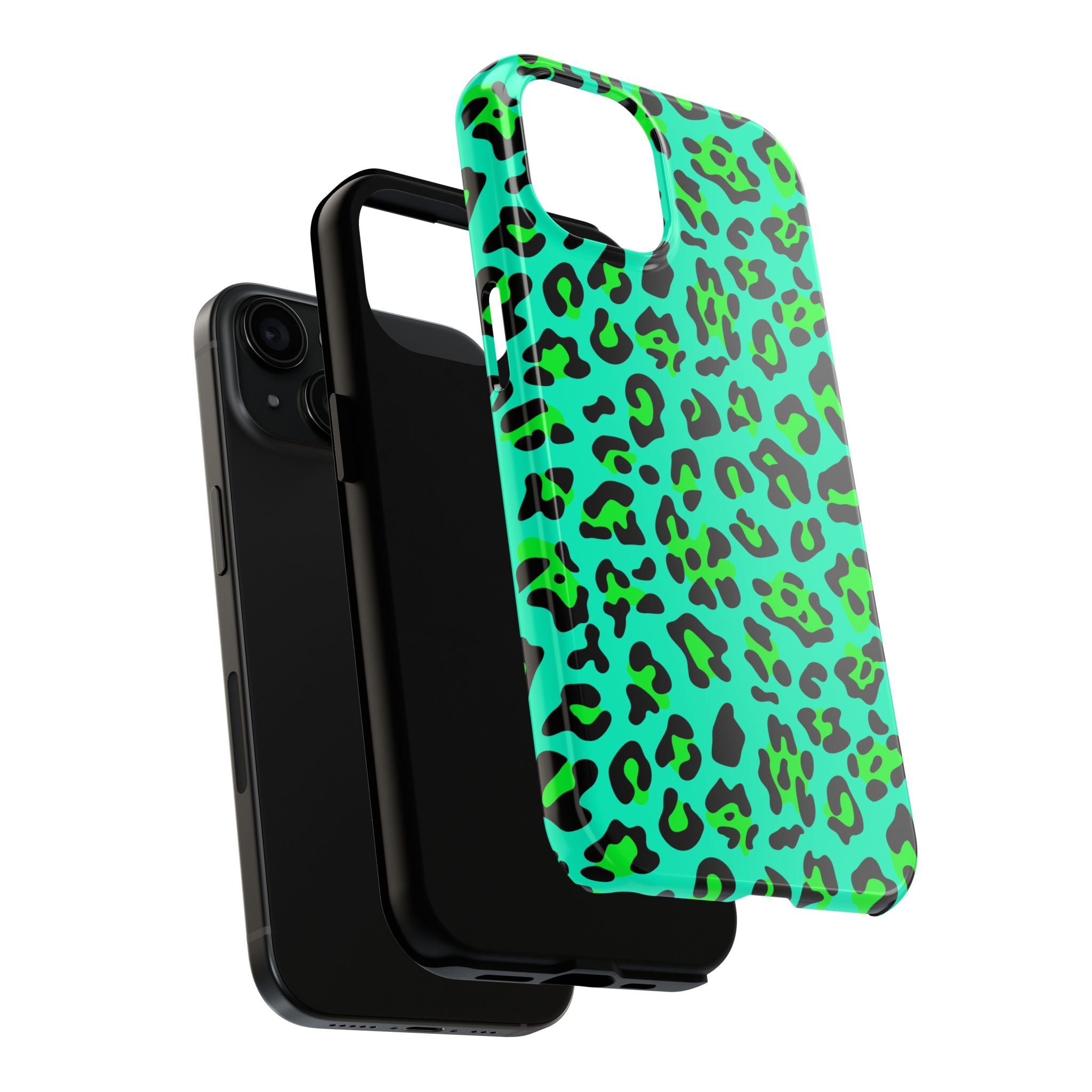 neon-green-teal-leopard-iphone-tough-case-stylish-phone-cover-protective-cellphone-case-trendy-smartphone-accessory-gift-for-