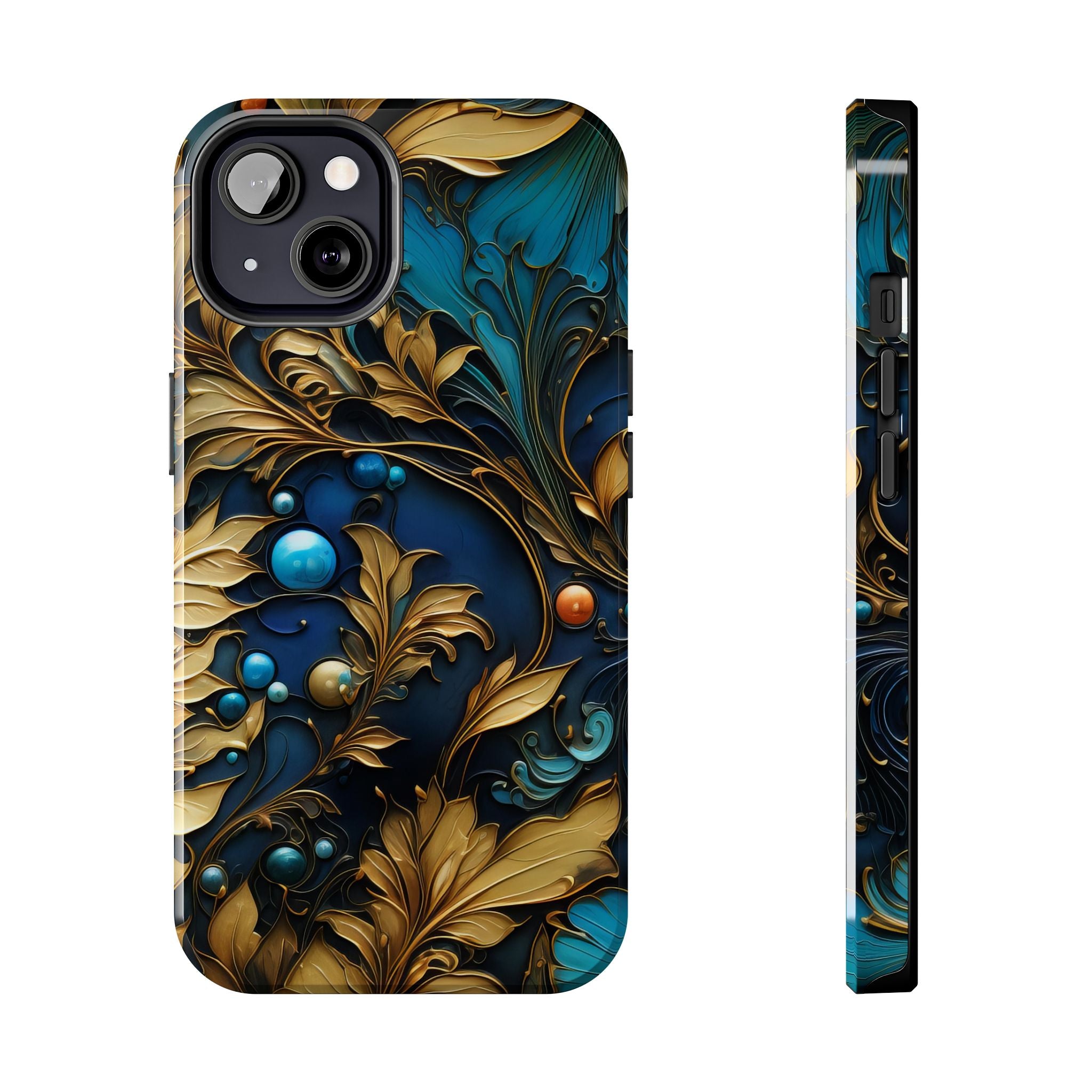 textured-art-nouveau-floral-tough-phone-case-cottagecore-iphone-case-unique-floral-phone-cover-vintage-style-iphone-case-prot