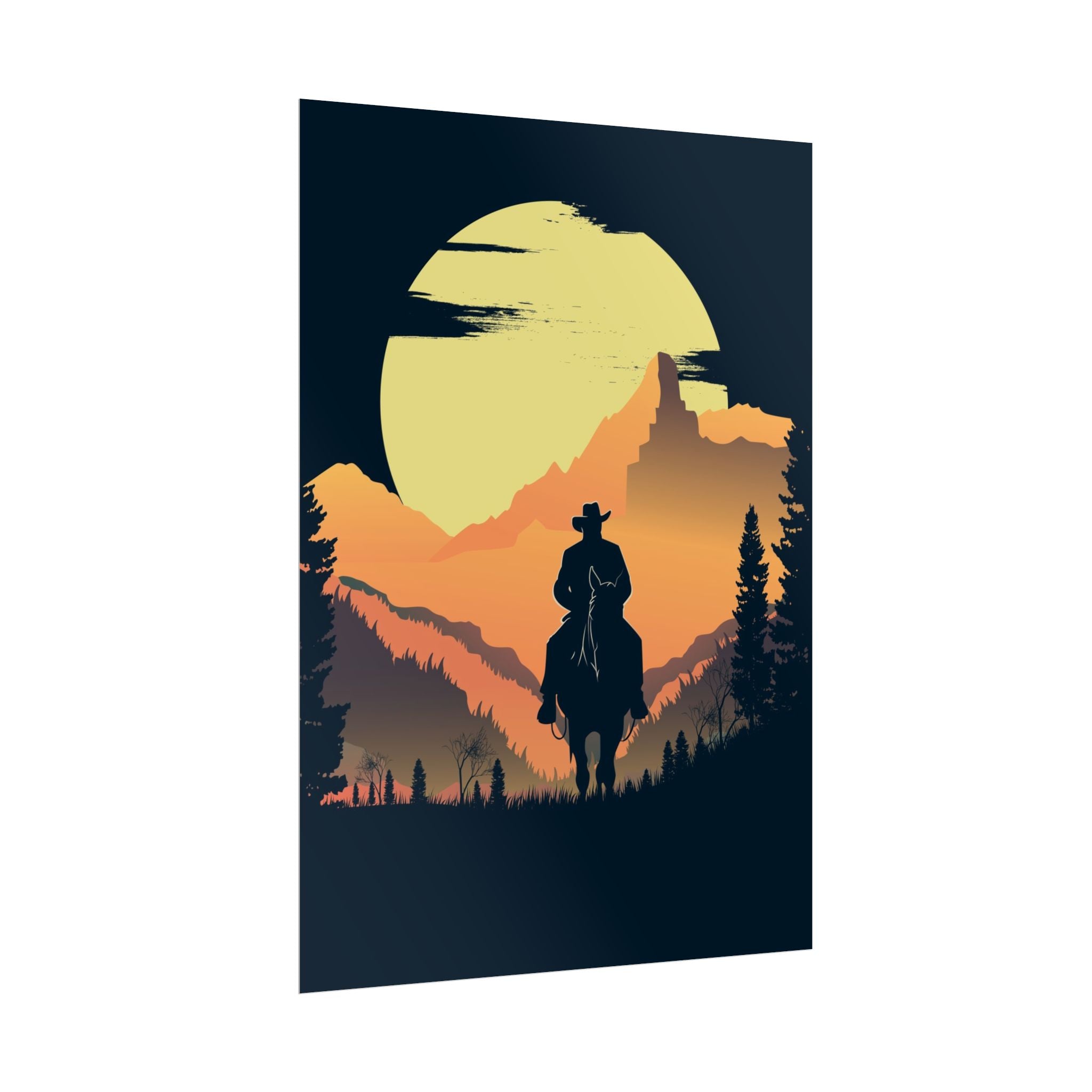 cowboy-western-poster-wall-decor-poster-print-rustic-southwestern-home-decoration-texas-desert-landscape-farmhouse-decor