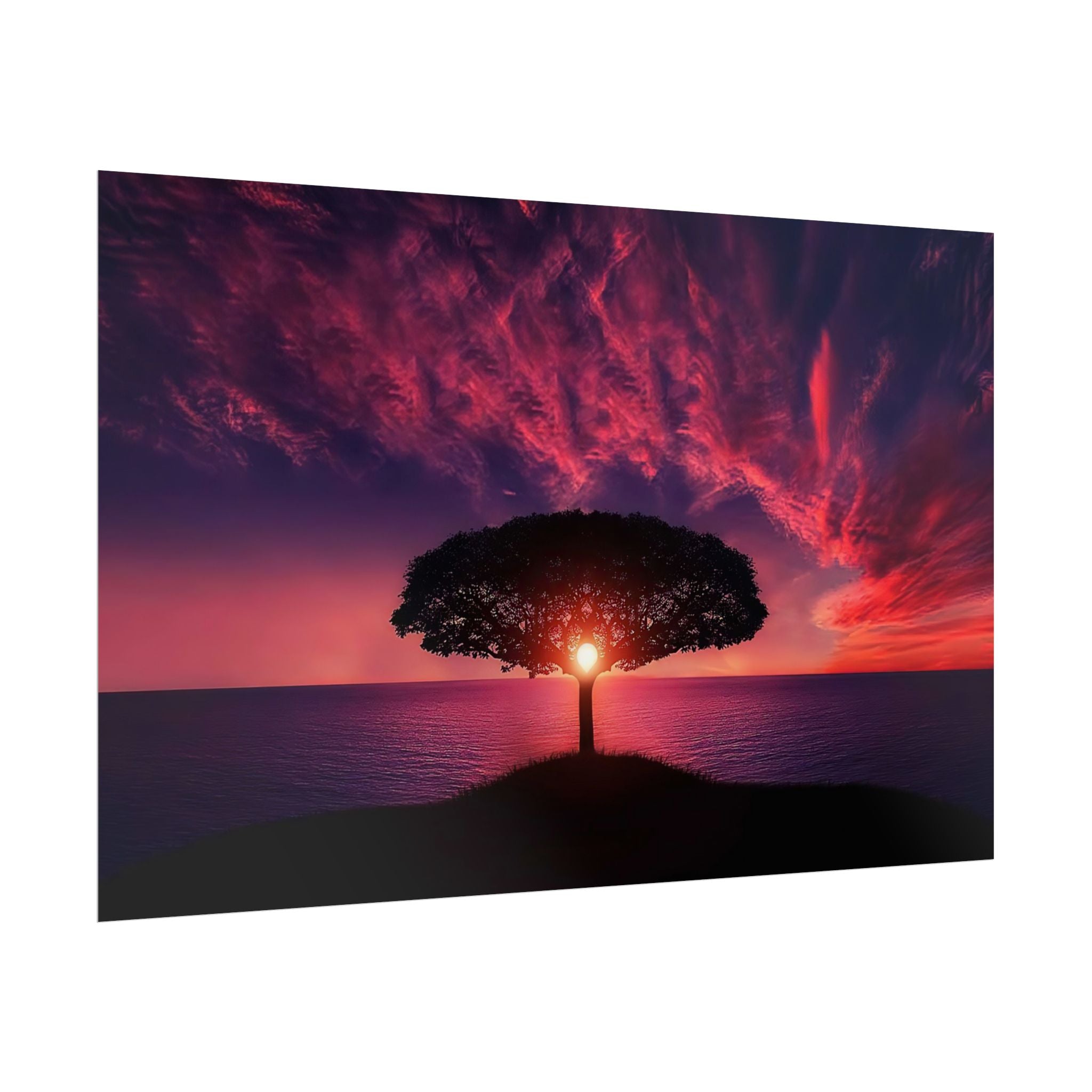 Panoramic Sunset Poster Print, Tree Wall Art, Scenery Decor, Exra Large Wall Art, Canvas Art Print, Landscape, Nature Wall Decor