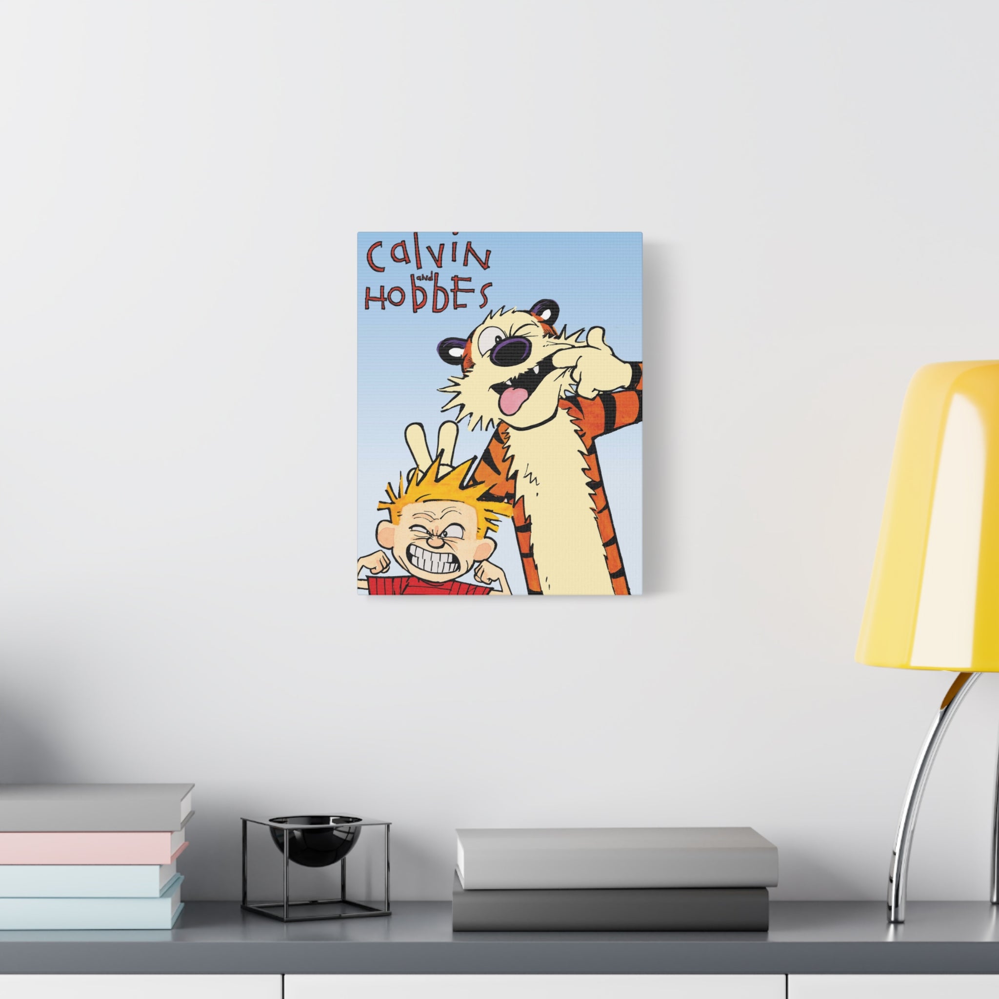 Calvin and Hobbes Canvas Wall Art - Nostalgic Vertical Comic Strip Canvas for Kids Room & Nursery Decor - Friendship Adventure Theme Print