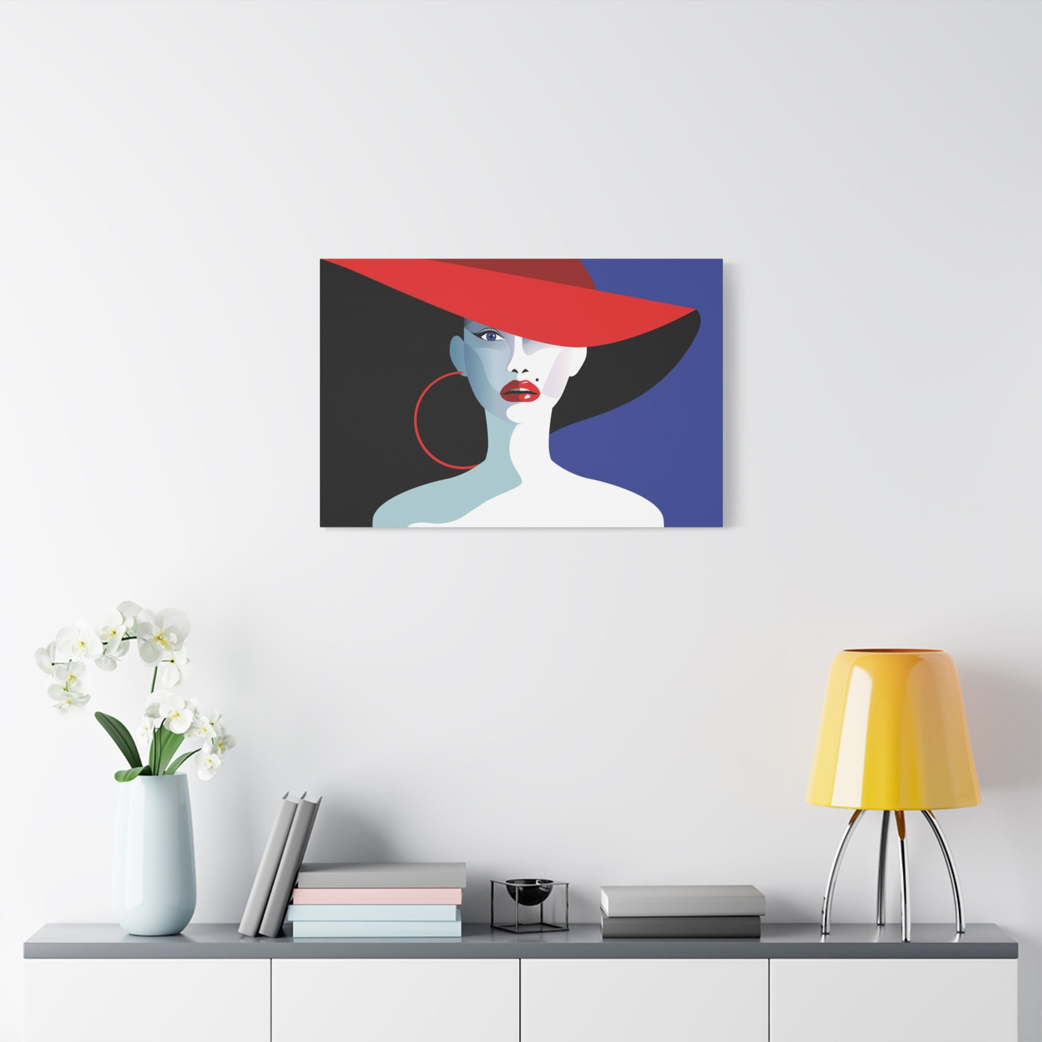 canvas-print-wall-decor-woman-hat-style-lips-art-matte-canvas-stretched-home-decor-room-decor-art-poster-fashion-art-gift