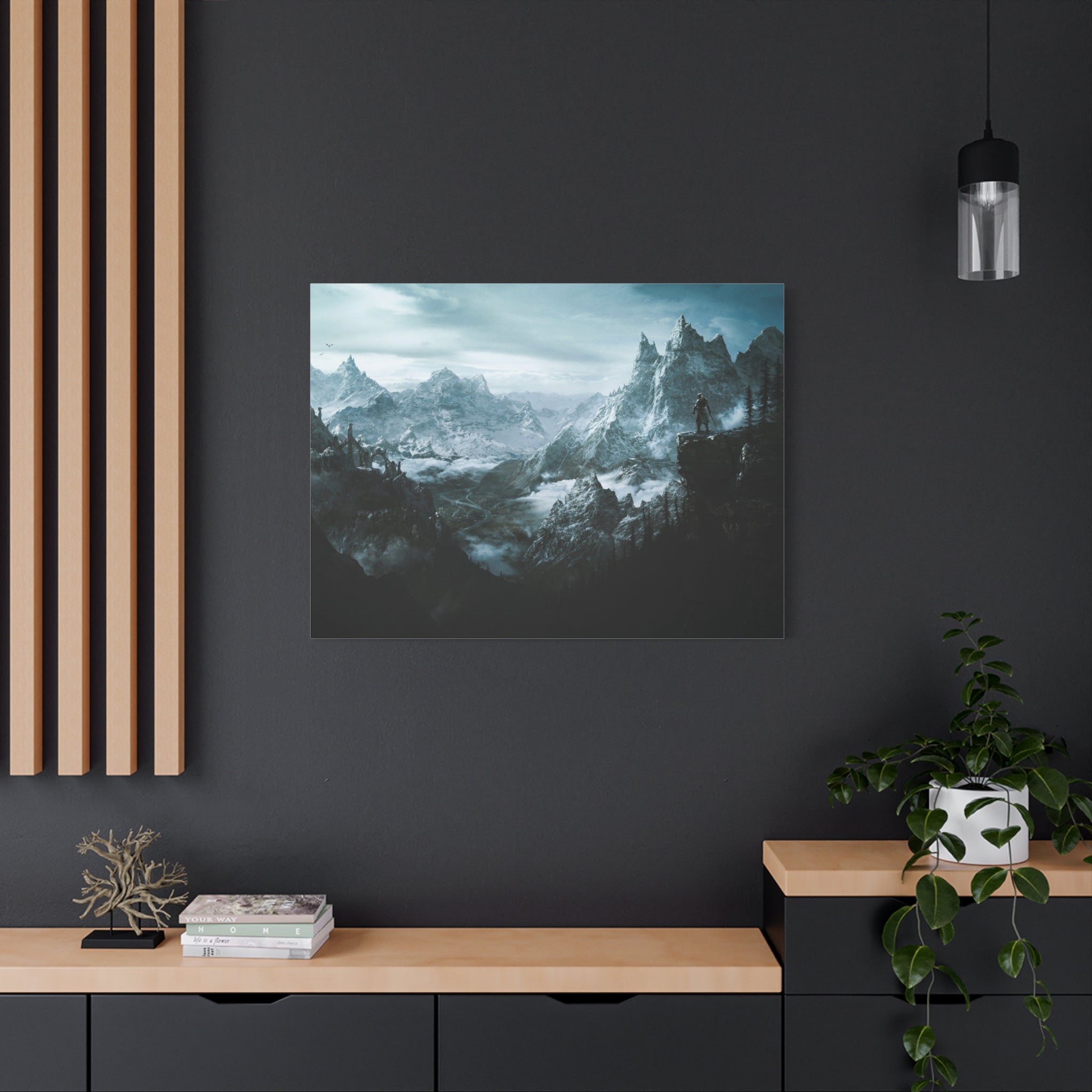 The Elder Scrolls Skyrim Canvas Wall Art - Dragon Game Canvas Print, Room Decor, Gaming Wall Art, Skyrim Landscape Gift