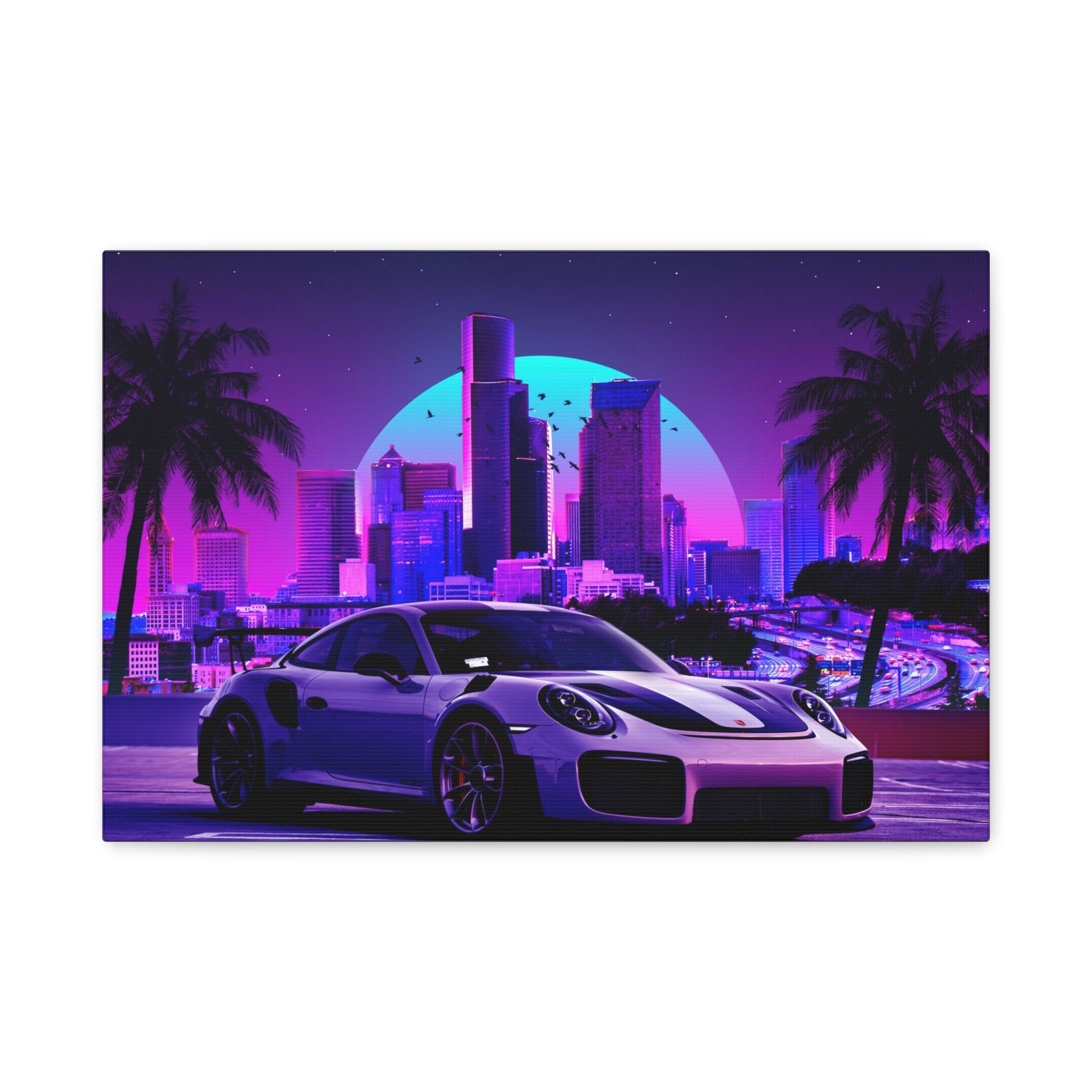canvas-print-porsche-gt2-neon-retro-cityscape-cyberpunk-vaporwave-home-decor-wall-art-stretched-matte-canvas-canvas-wall-art