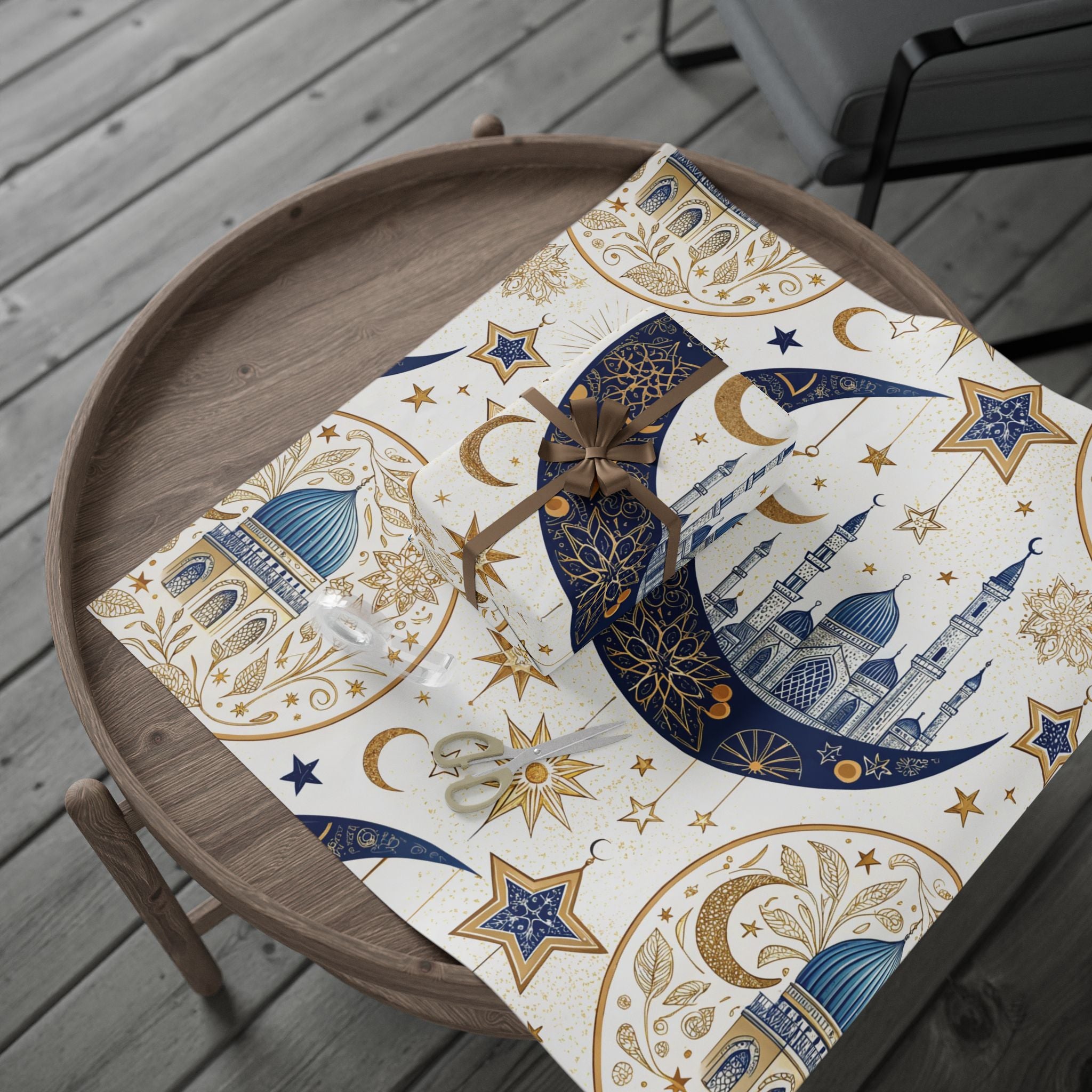 ramadan-night-wrapping-papers-islamic-crescent-moon-gift-wrap-mosque-silhouette-eid-holiday-supplies-festive-present-packagin
