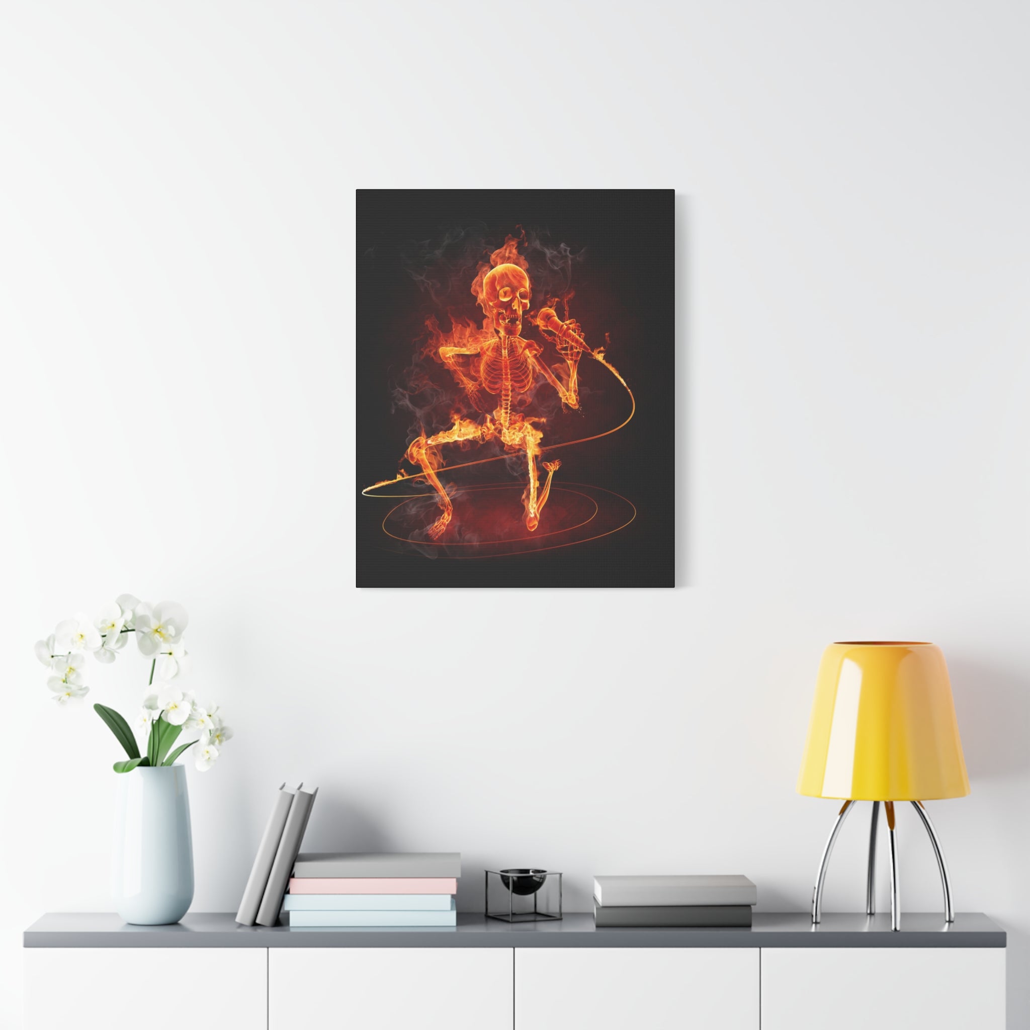 canvas-print-music-microphone-bones-fire-skull-home-decor-living-room-decor-rockn-roll-decor