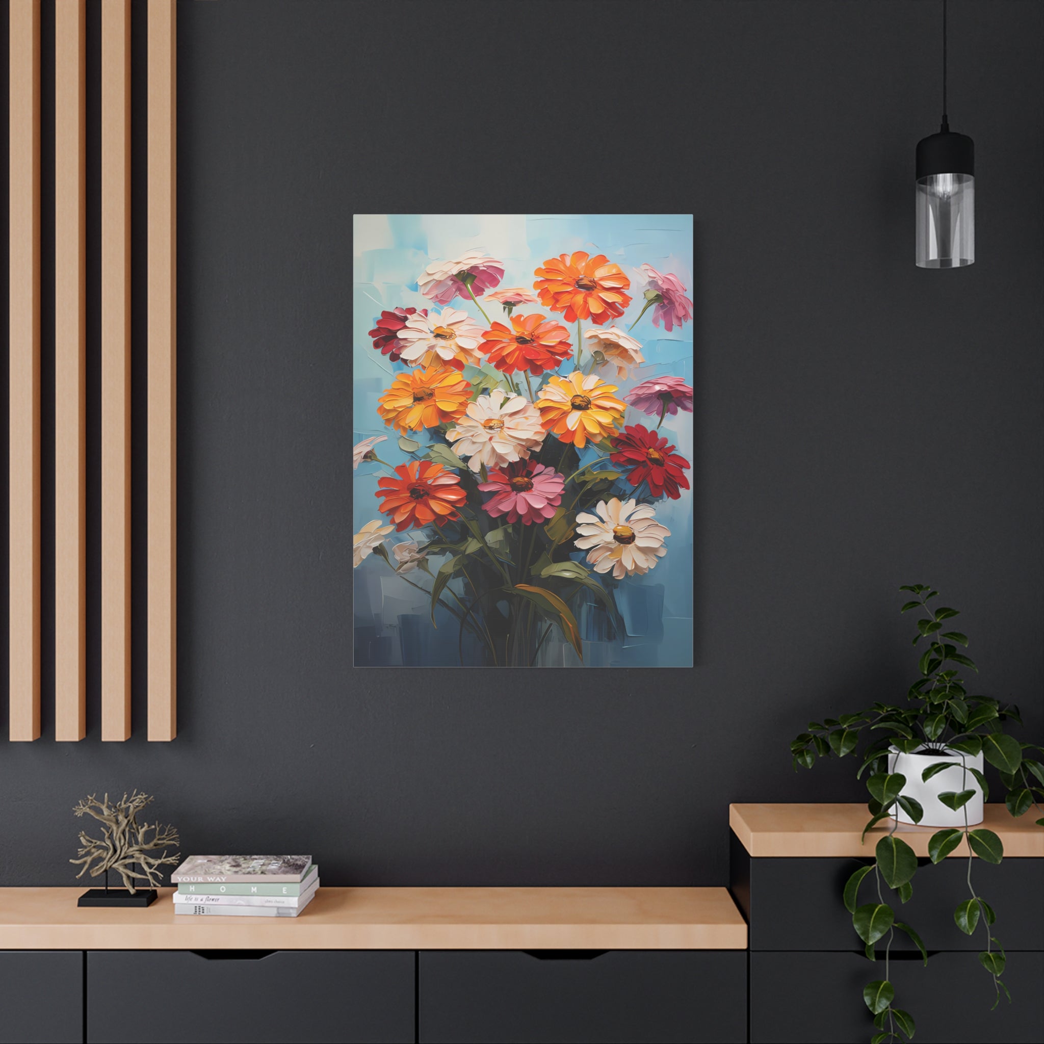 canvas-print-zinnia-flowers-impasto-matte-stretched-art-floral-wall-decor-botanical-artwork-impressionist-painting-reproducti