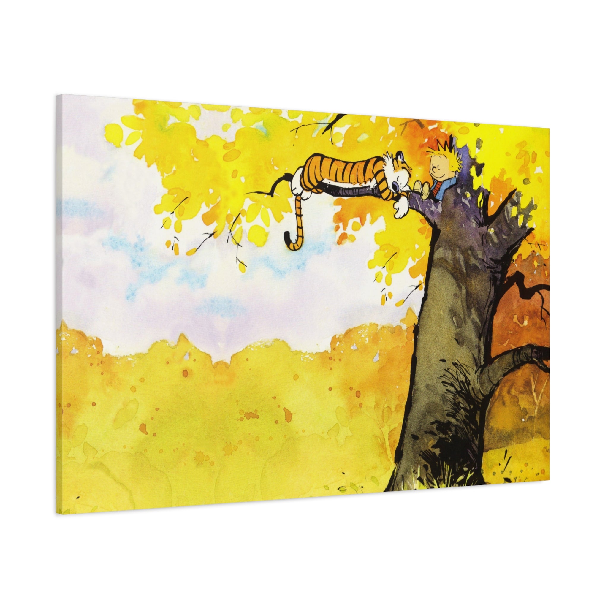 Calvin and Hobbes Canvas Wall Art - Nostalgic Comic Strip Canvas for Kids Room & Nursery Decor - Friendship Adventure Theme Print