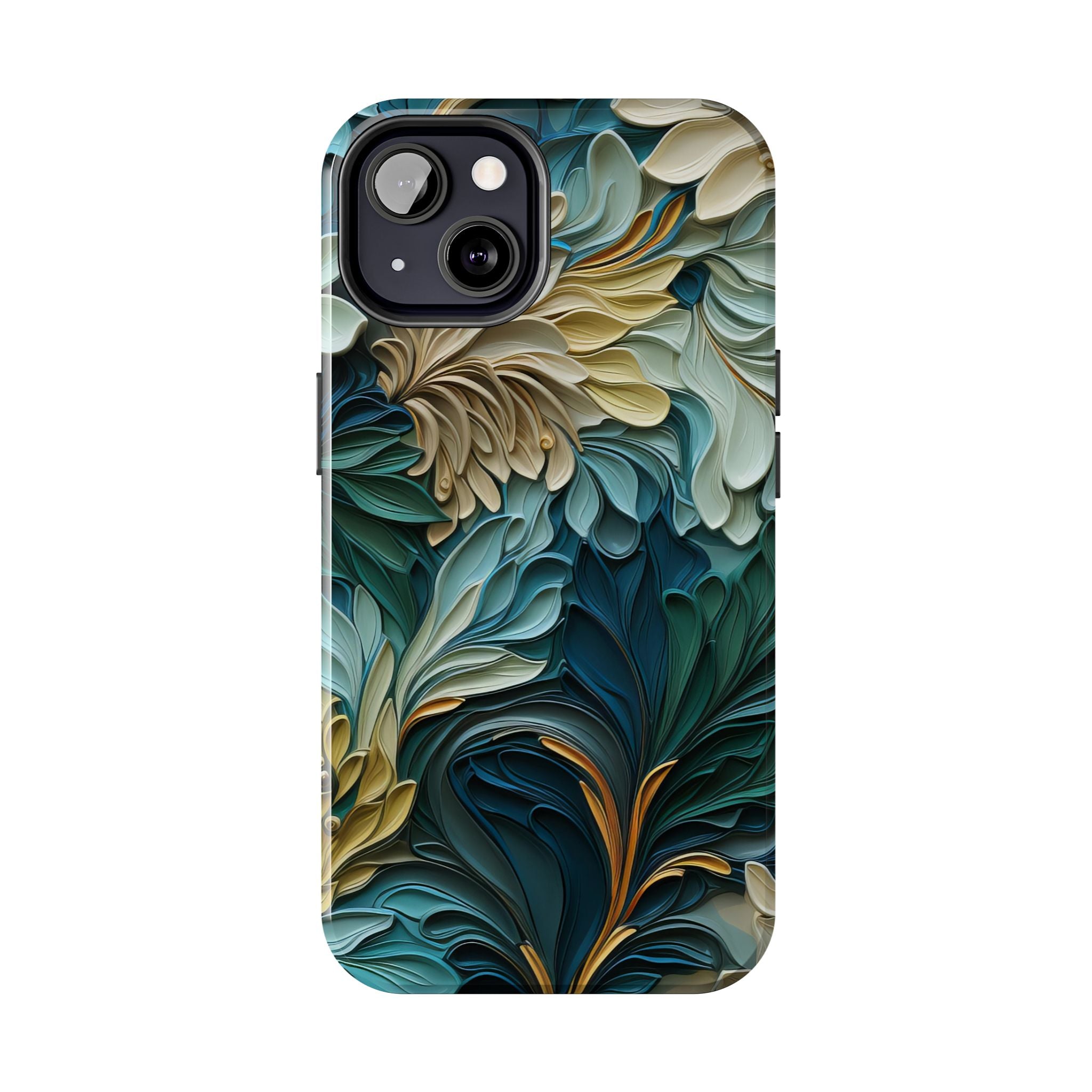 textured-art-nouveau-floral-tough-phone-case-cottagecore-iphone-case-unique-floral-phone-cover-vintage-style-iphone-case-prot