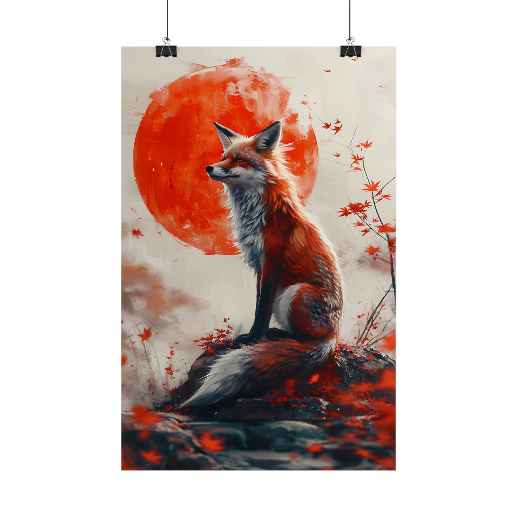 red-fox-poster-print-fantasy-decor-wildlife-wall-art-red-sun-home-decor-animal-lover-gift-nature-print-fantasy-art-decor