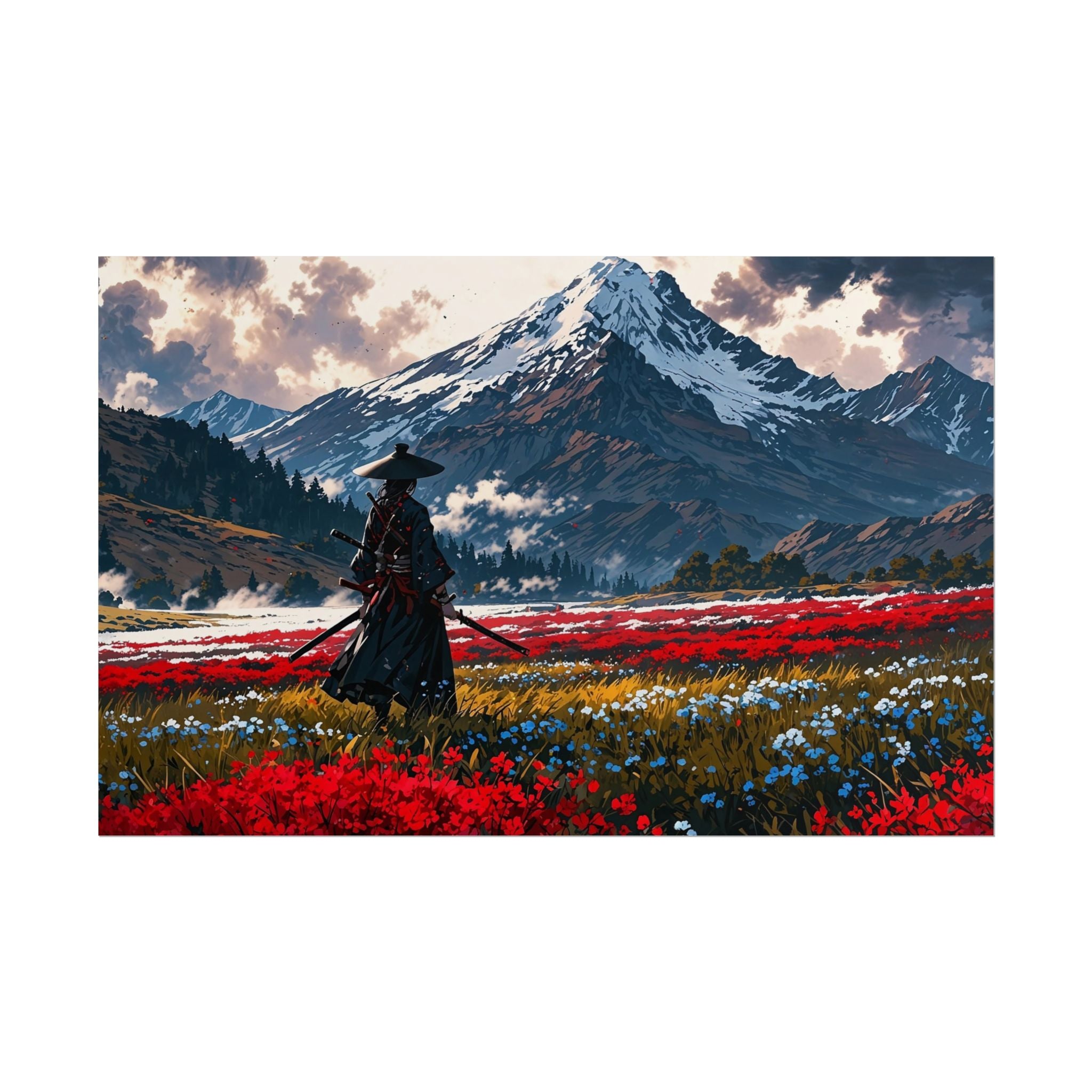 Samurai Canvas Print - Katana Japanese Artwork, Asian Decor, Samurai Warrior Poster, Anime Poster