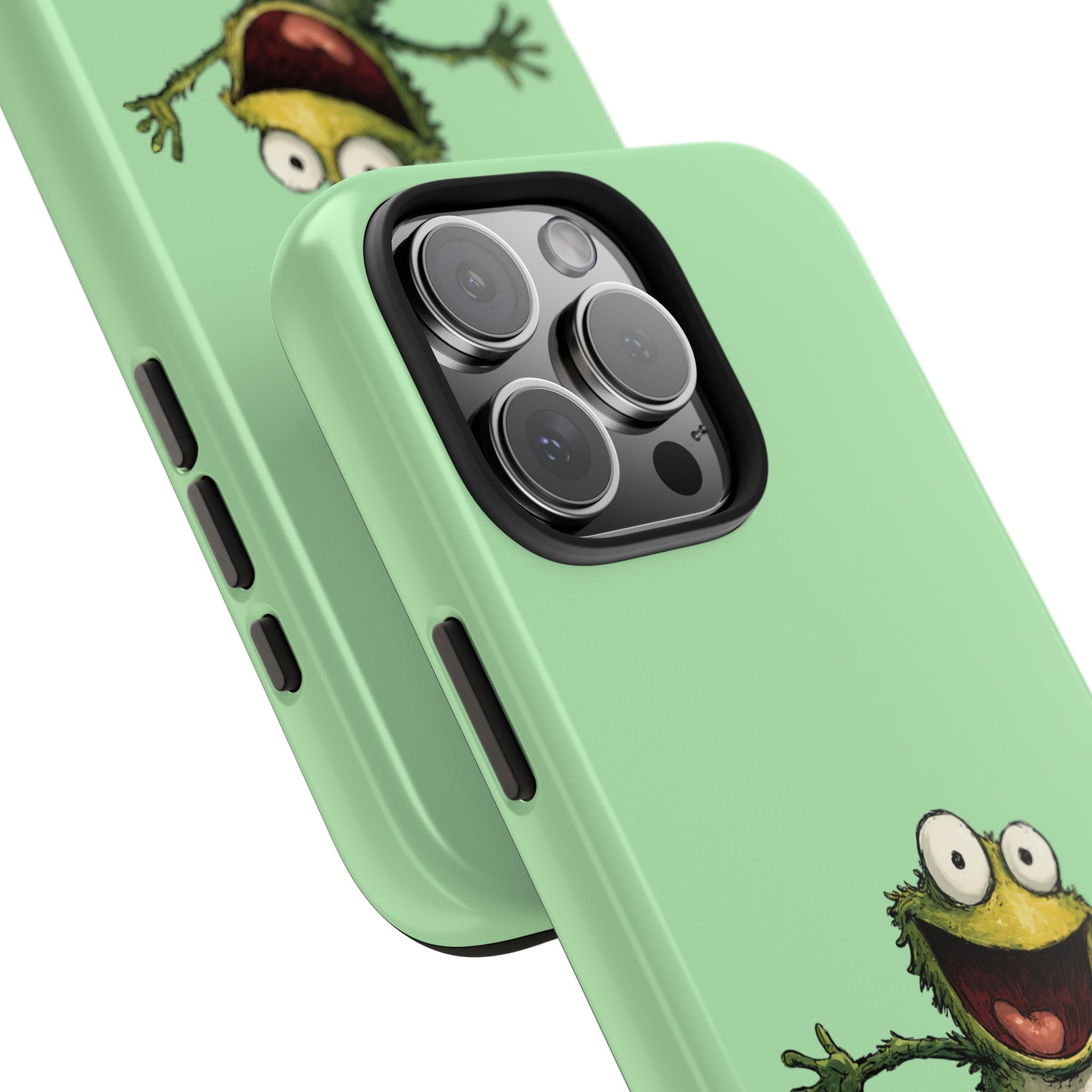 Quirky Funny Frog iPhone Tough Case - Kawaii Animal Phone Cover - Frog Protective Phone Cover - Green iPhone Case