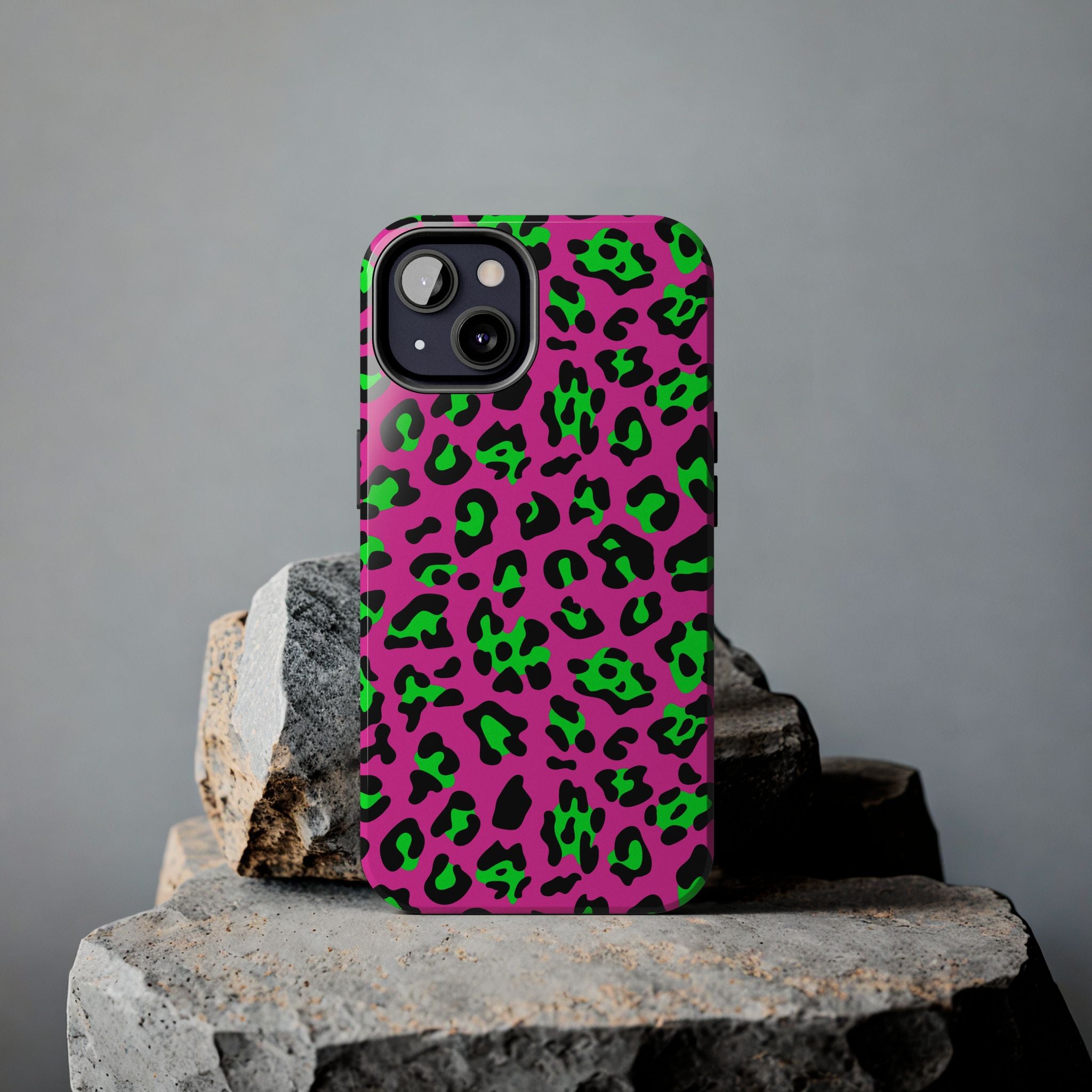 neon-green-pink-leopard-iphone-tough-case-stylish-phone-cover-protective-cellphone-case-trendy-smartphone-accessory-gift-for-