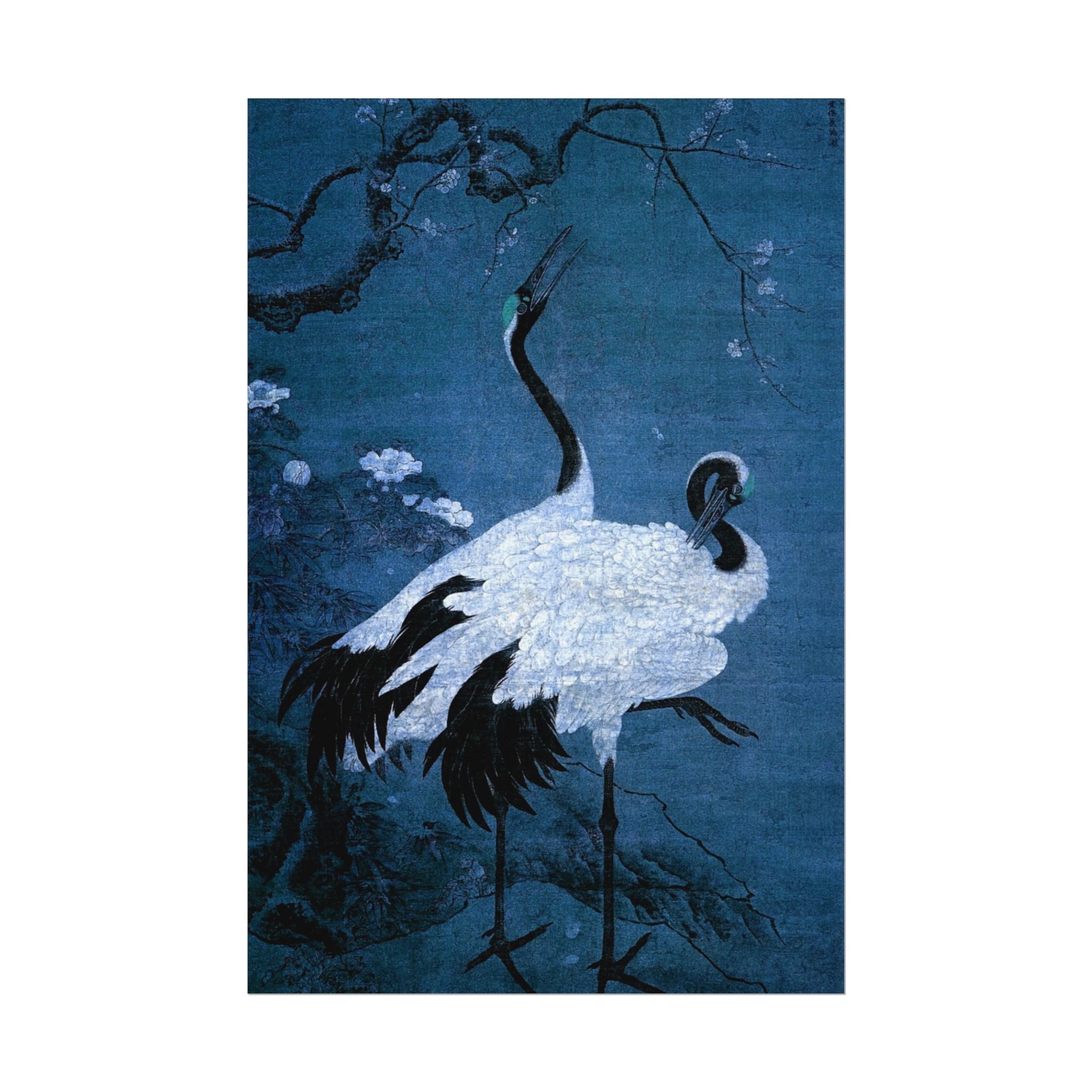 snow-plum-twin-cranes-painting-poster-wall-art-home-decor-nature-print-japanese-art-gift-cranes-wall-decor-cranes-poster-prin