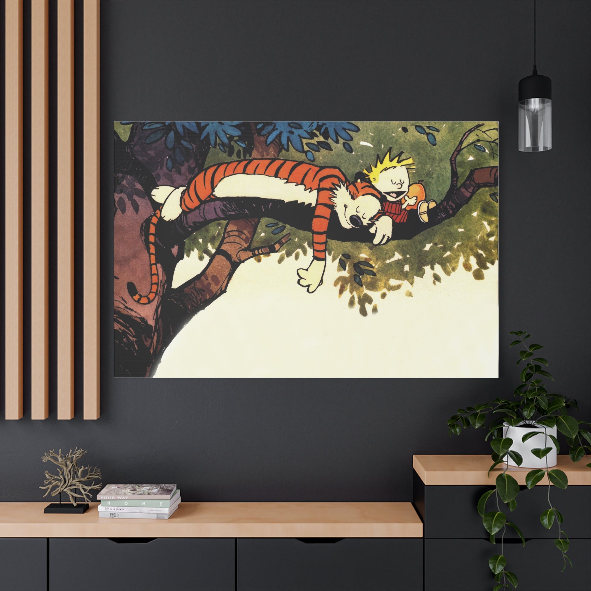 Calvin and Hobbes Canvas Wall Art - Nostalgic Comic Book Poster for Kids Room & Nursery Room Decor - Adventure Theme Print