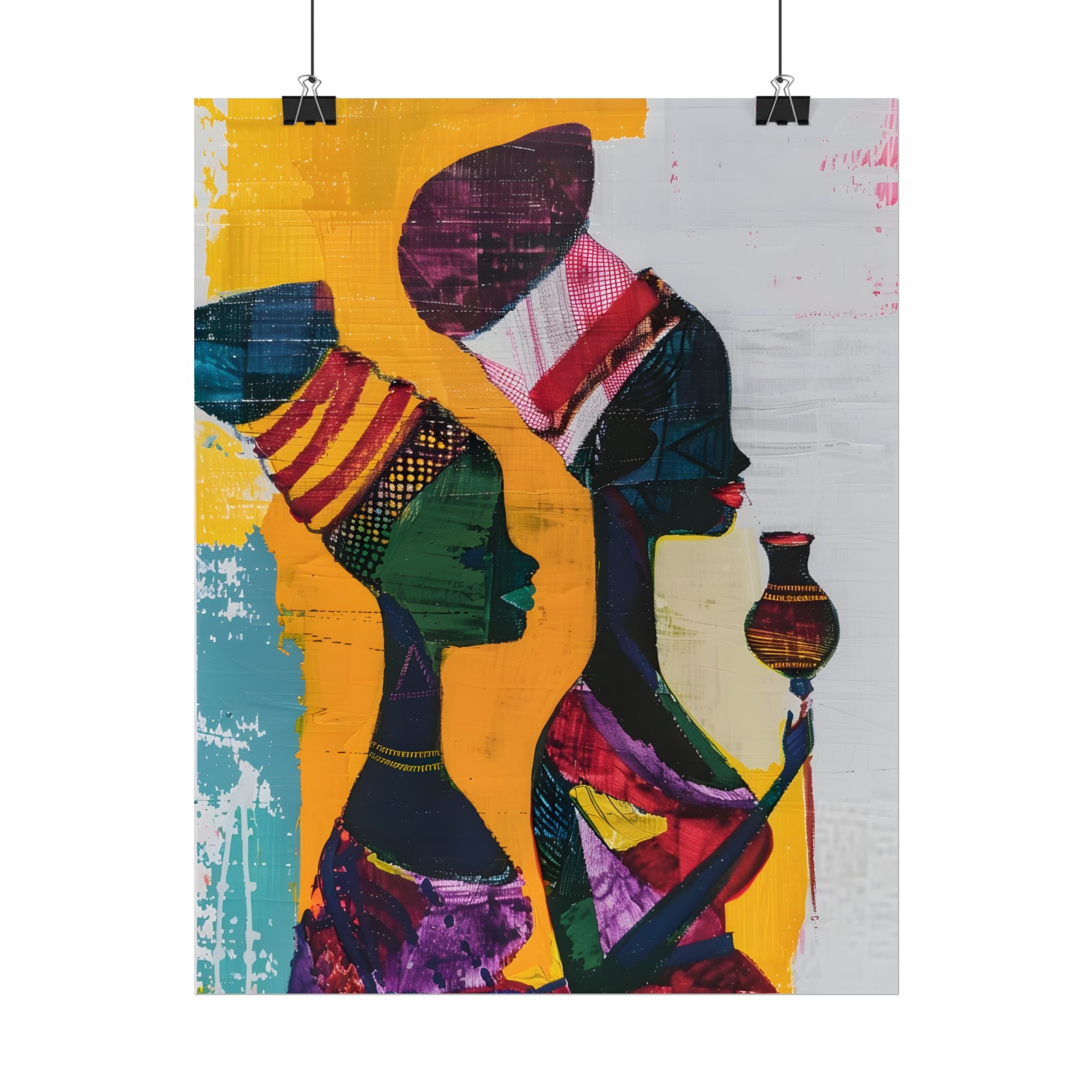 Traditional African Woman Poster Wall Art, African Portrait, Afrocentric, Tribal Home Art, Afro American Art, Ethnic Wall Decor