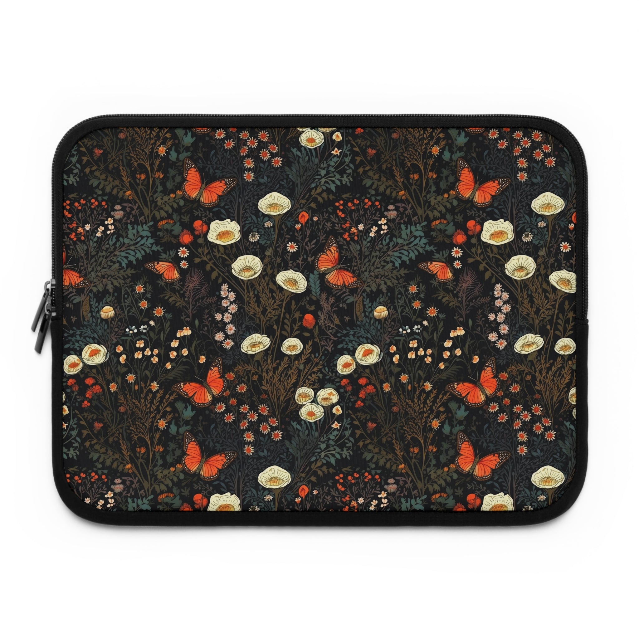 laptop-sleeve-cottagecore-dark-flowers-orange-butterfly-macbook-air-sleeve-floral-computer-bag-tech-case-tablet-cover-laptop