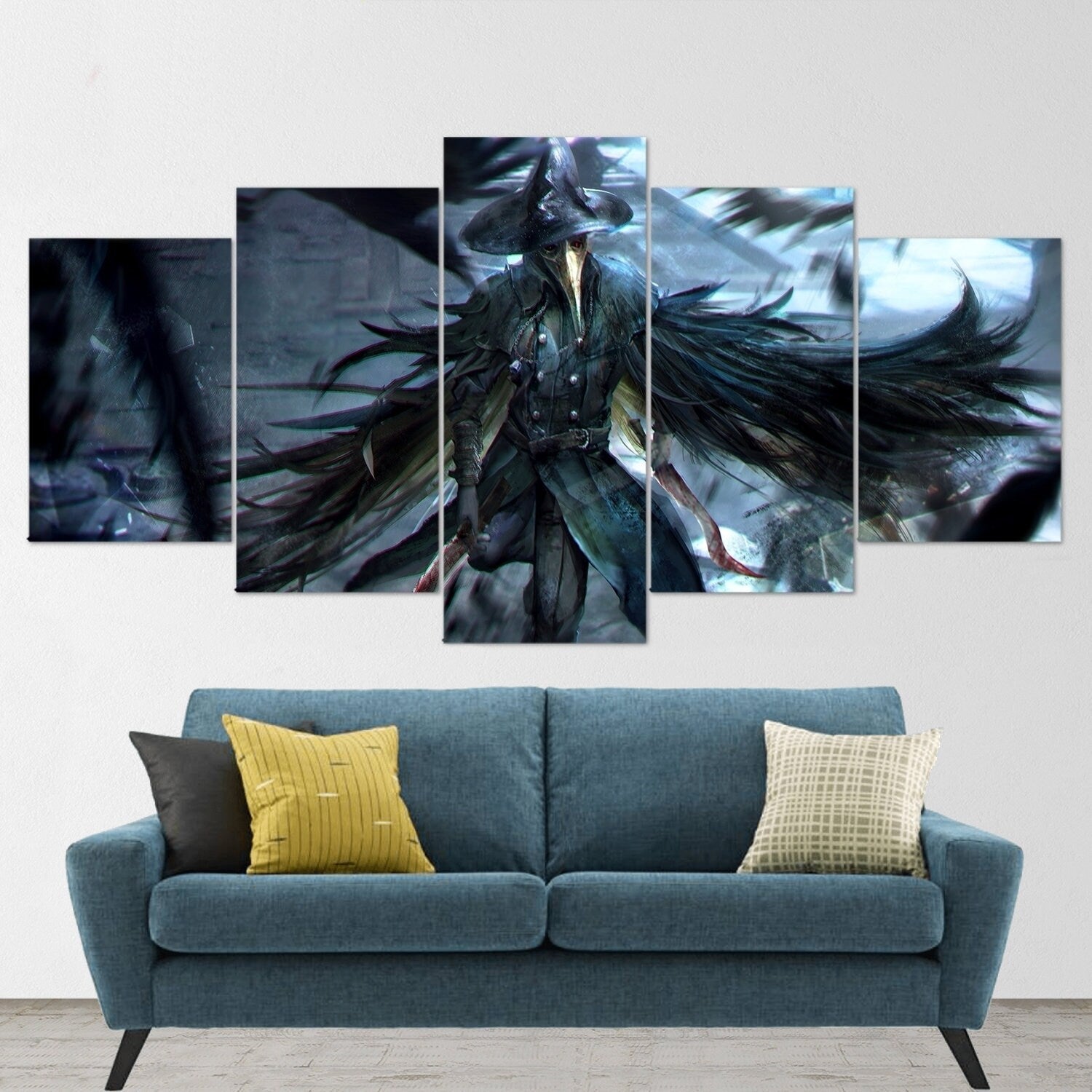 bloodborne-hunter-5-piece-canvas-wall-art-bloodborne-wall-art-bloodborne-hunter-poster-bloodborne-canvas-bloodborne-5-panel-g