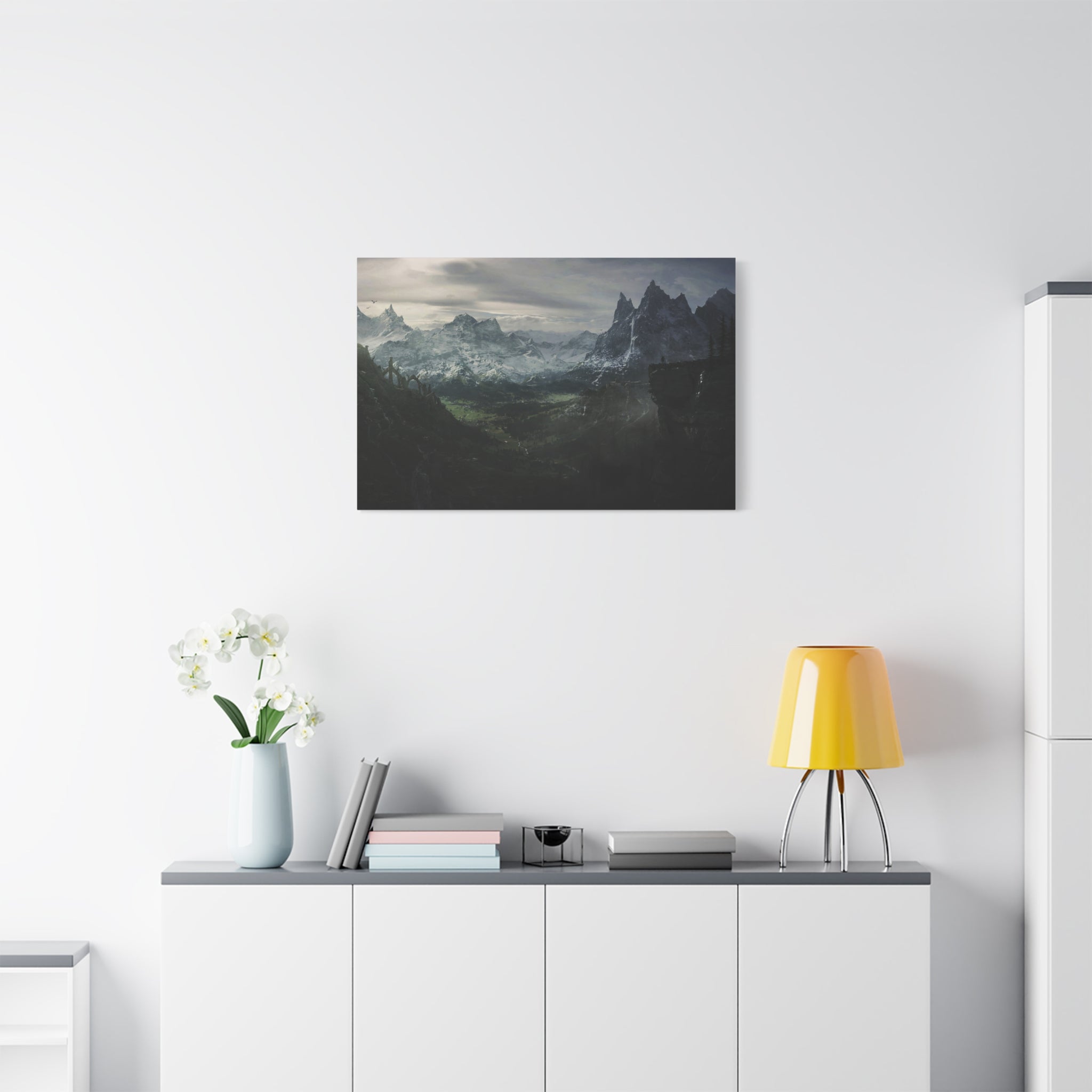 The Elder Scrolls Skyrim Canvas Wall Art - Dark Landscape Dragon Game Canvas Print Room Decor, Gaming Wall Art, Skyrim Gift