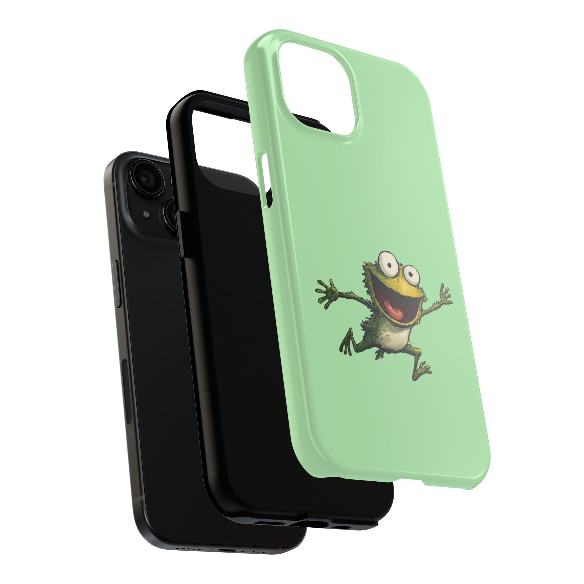 Quirky Funny Frog iPhone Tough Case - Kawaii Animal Phone Cover - Frog Protective Phone Cover - Green iPhone Case
