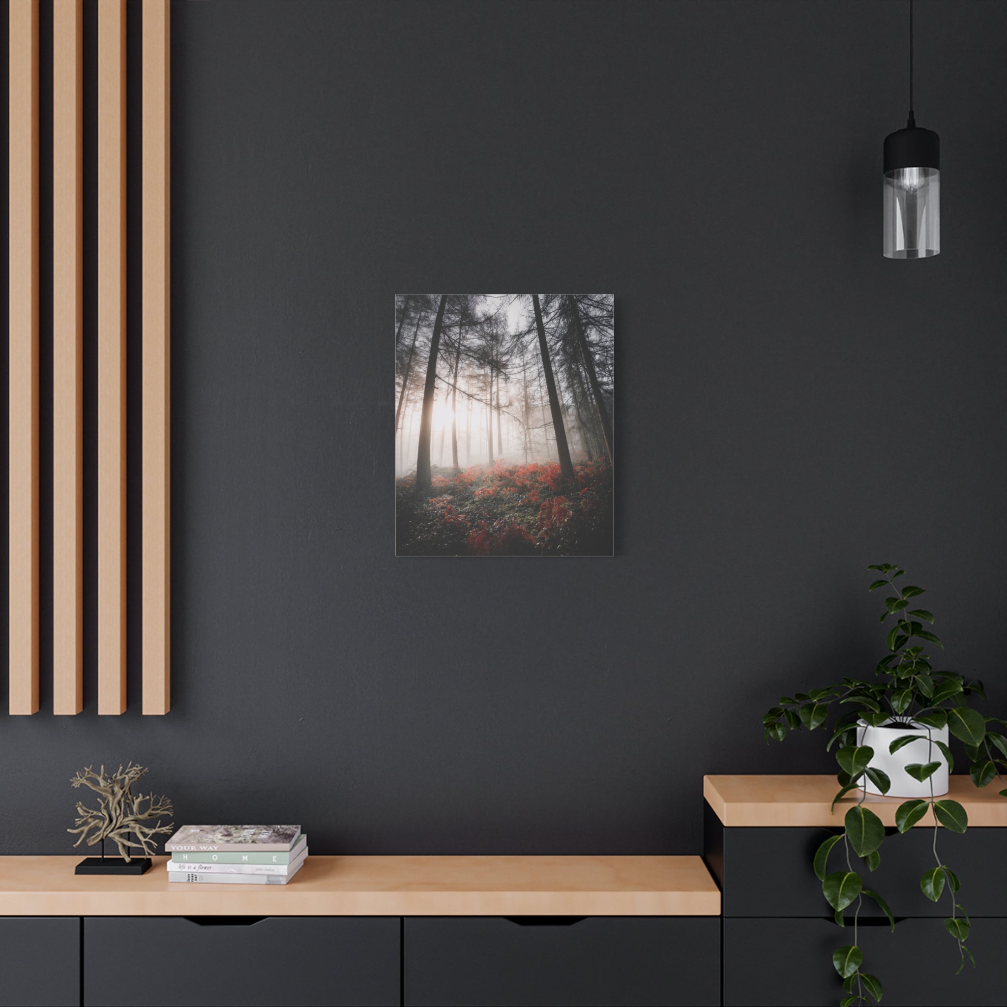 canvas-print-misty-woods-art-living-room-wall-decor-sunlight-forest-landscape-aesthetic-nature-art-stretched-artwork-matte-ca