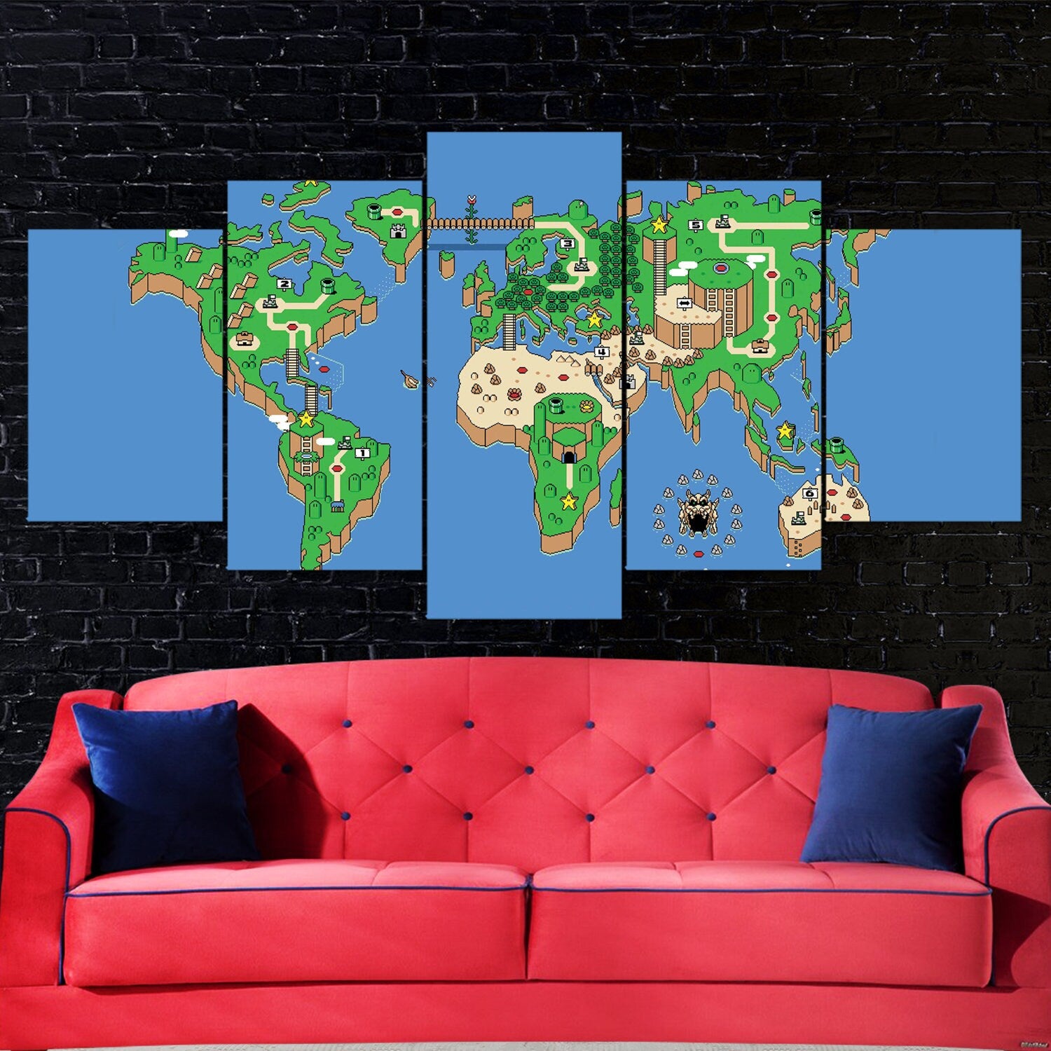 super-mario-world-map-5-piece-canvas-wall-art-super-mario-bros-wall-art-super-mario-poster-super-mario-3-panel-5-panel