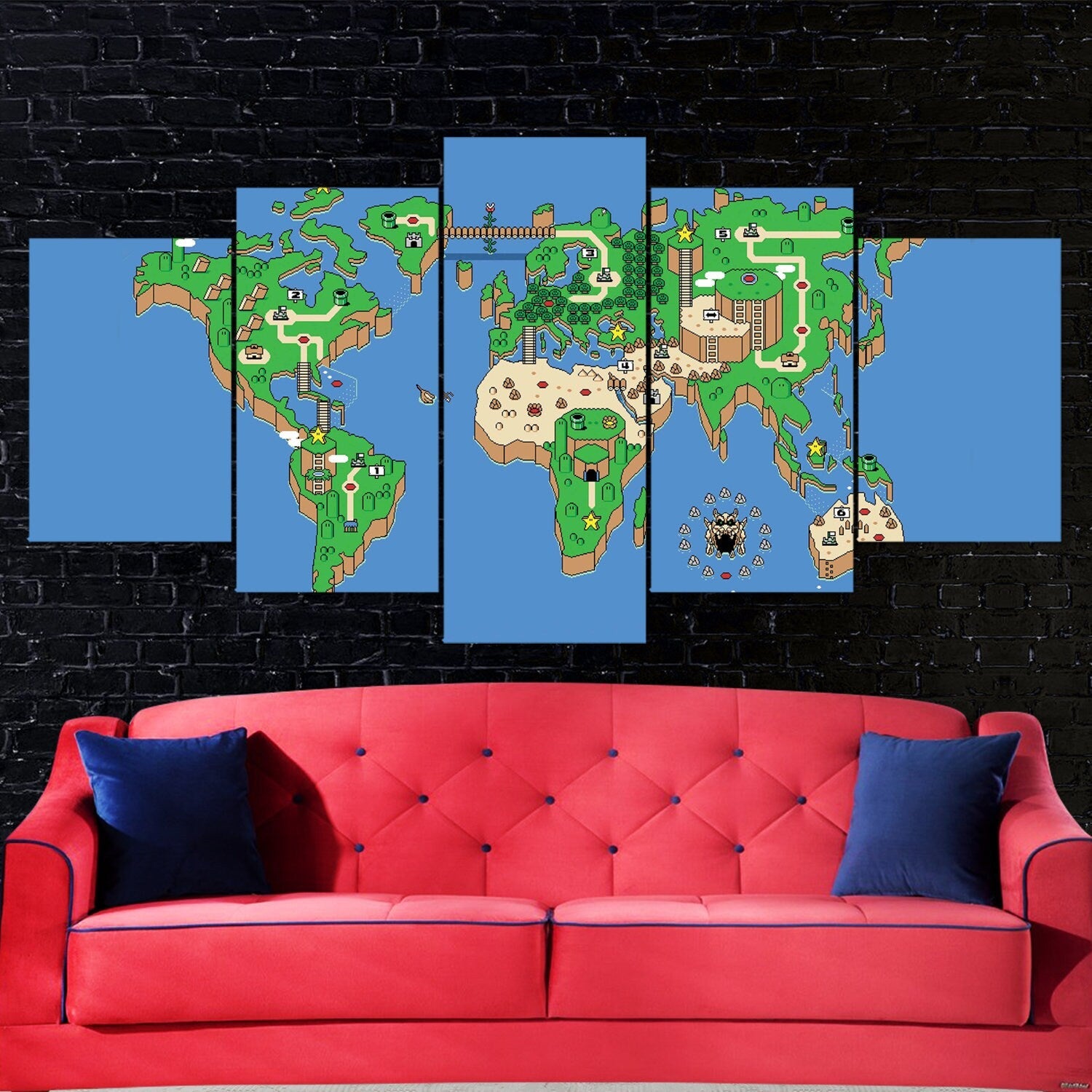 super-mario-world-map-5-piece-canvas-wall-art-super-mario-bros-wall-art-super-mario-poster-super-mario-3-panel-5-panel