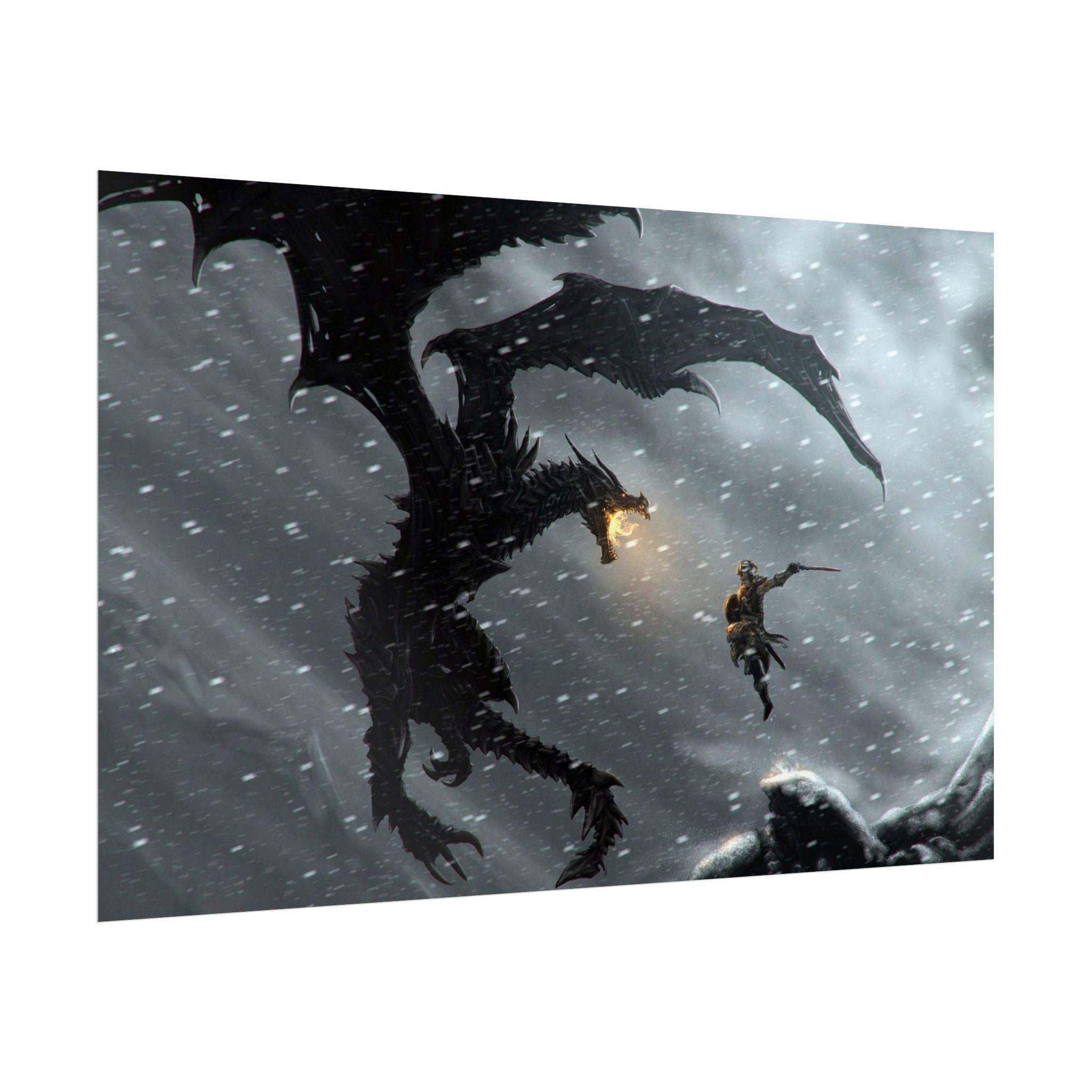 the-elder-scrolls-skyrim-poster-wall-art-dragon-and-viking-game-poster-print-room-decor-warrior-gaming-wall-ar