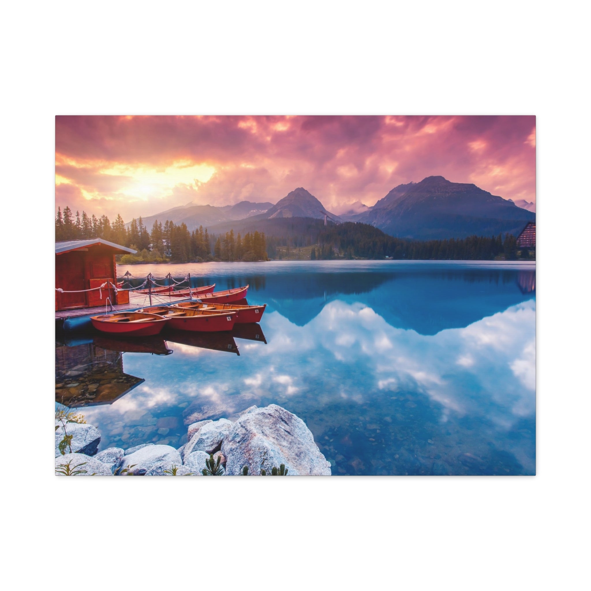 canvas-print-nature-sunrise-wall-art-lake-mountain-scenery-decor-stretched-matte-canvas-mountain-decor-home-decor-nature-wall