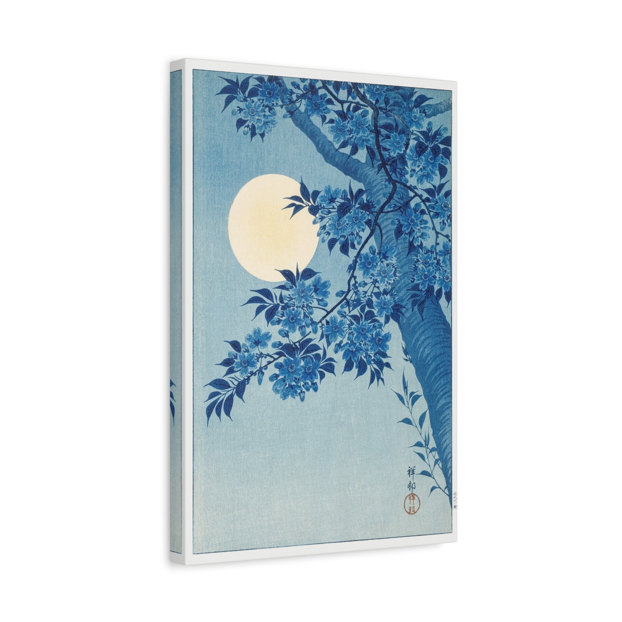 canvas-print-blossoming-cherry-on-a-moonlit-night-ohara-koson-floral-home-decor-living-room-wall-art-stretched-canvas