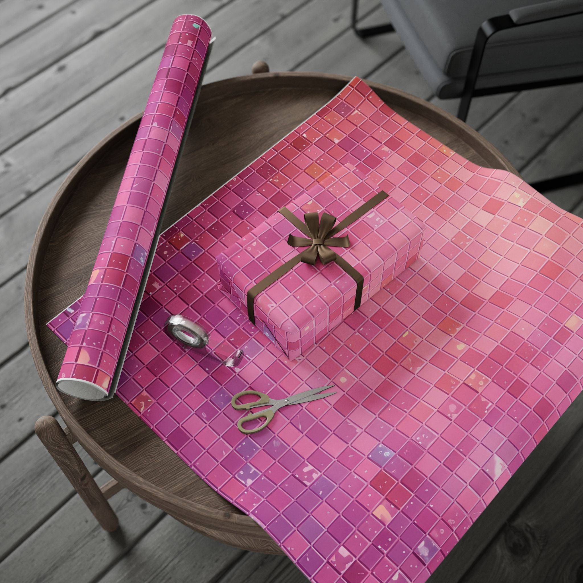 pastel-mosaic-wrapping-paper-pink-hologram-elegant-gift-wrap-for-special-occasions-birthdays-holidays-gift-wrap-wrapping-shee
