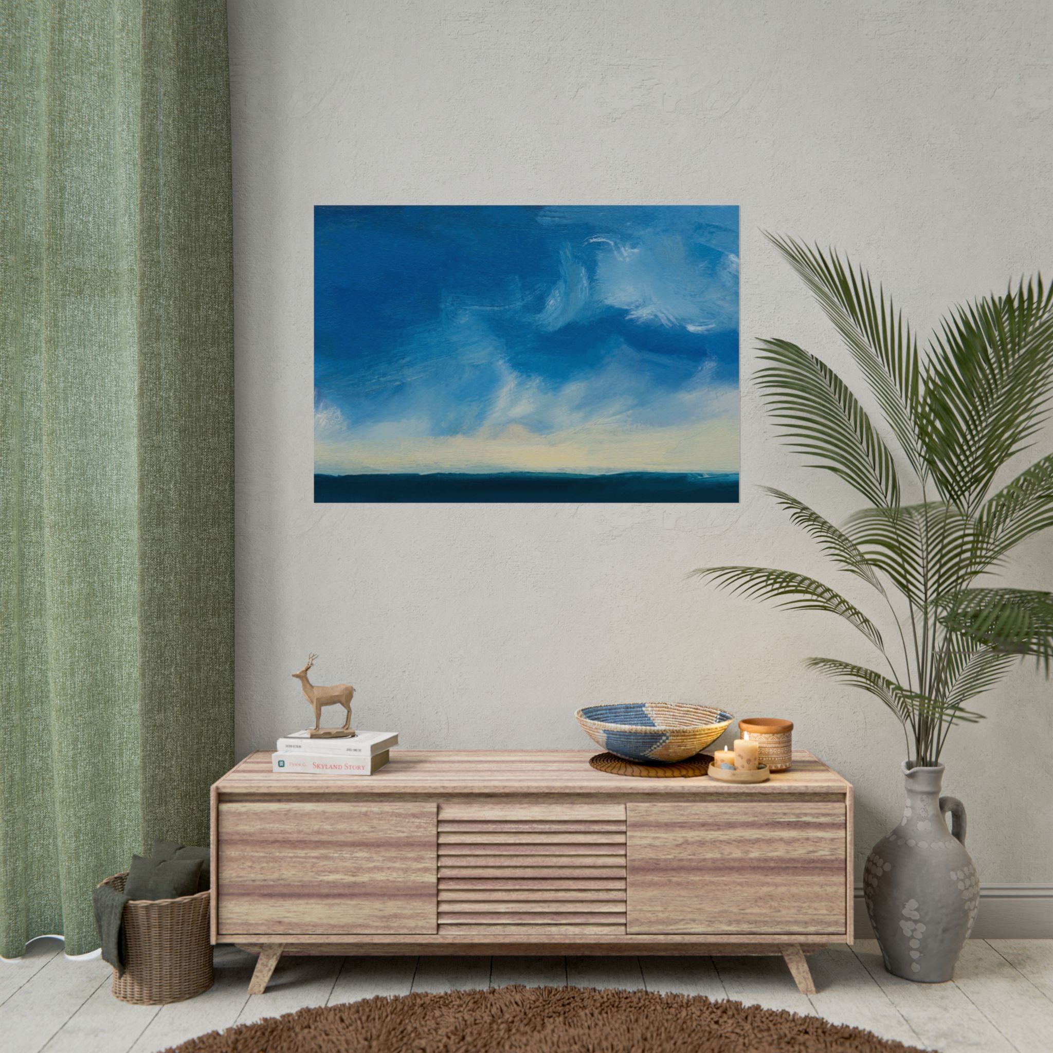 Blue Abstract Poster Print - Ocean and Sky, Home Decor, Office Wall Art, Gift for Art Lovers, Blue Room Decor, Abstract