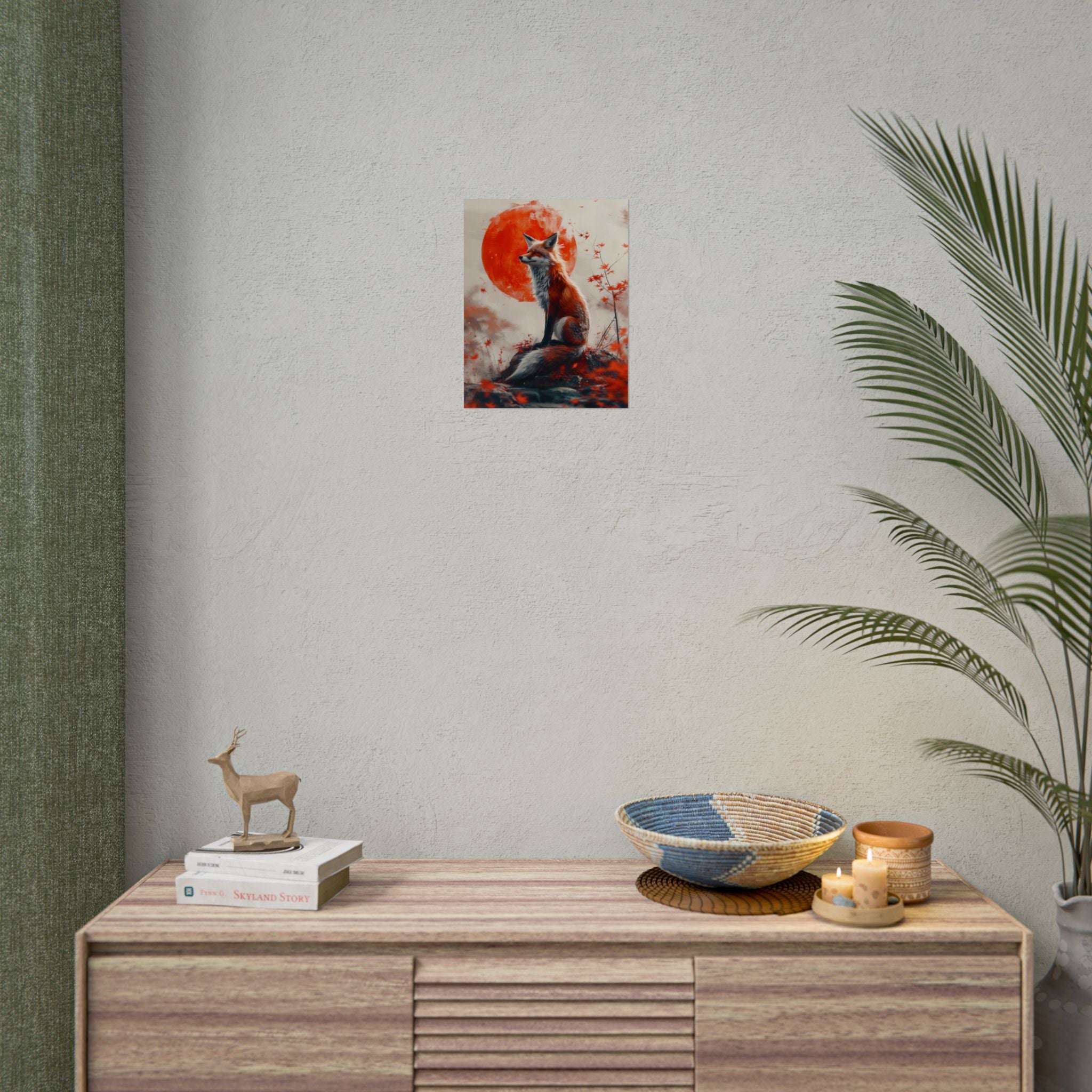 red-fox-poster-print-fantasy-decor-wildlife-wall-art-red-sun-home-decor-animal-lover-gift-nature-print-fantasy-art-decor