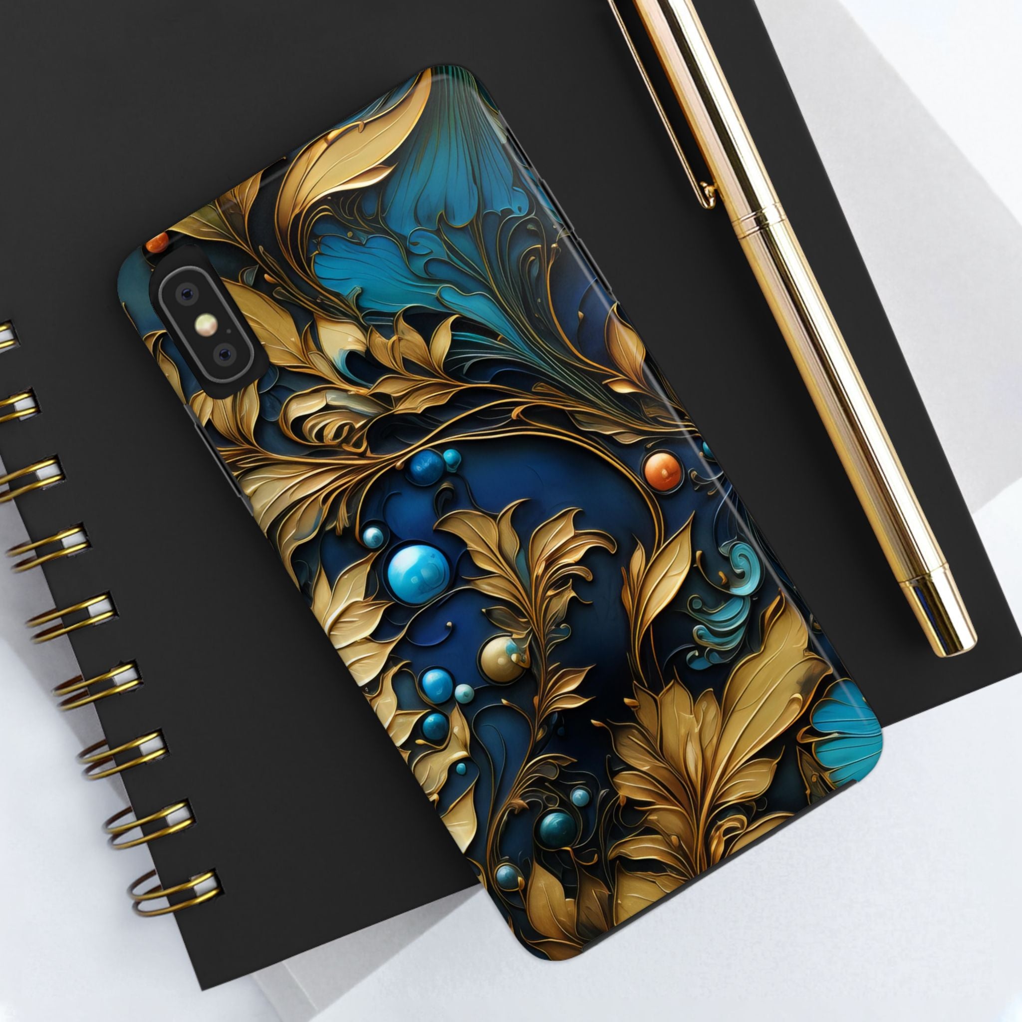 textured-art-nouveau-floral-tough-phone-case-cottagecore-iphone-case-unique-floral-phone-cover-vintage-style-iphone-case-prot