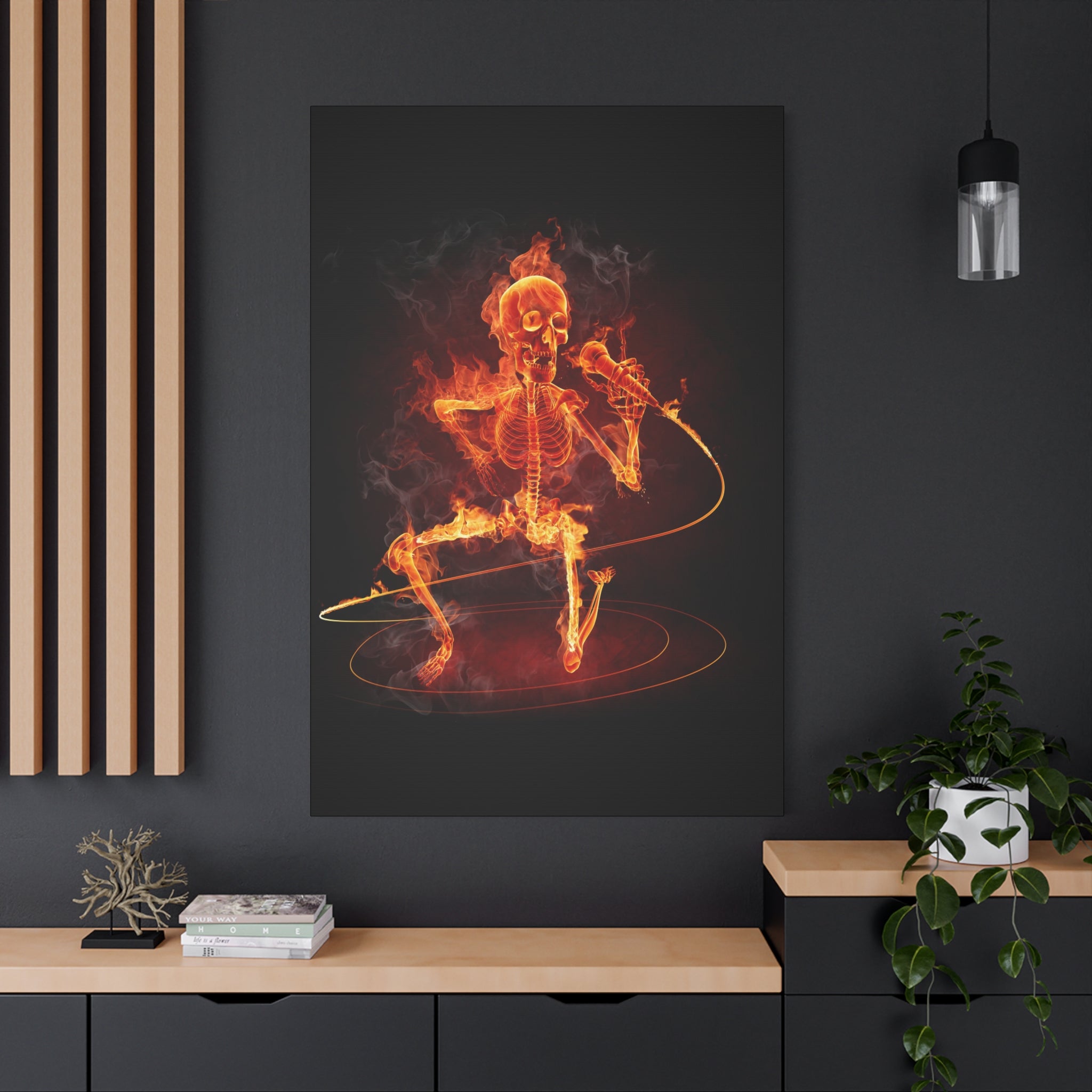 canvas-print-music-microphone-bones-fire-skull-home-decor-living-room-decor-rockn-roll-decor