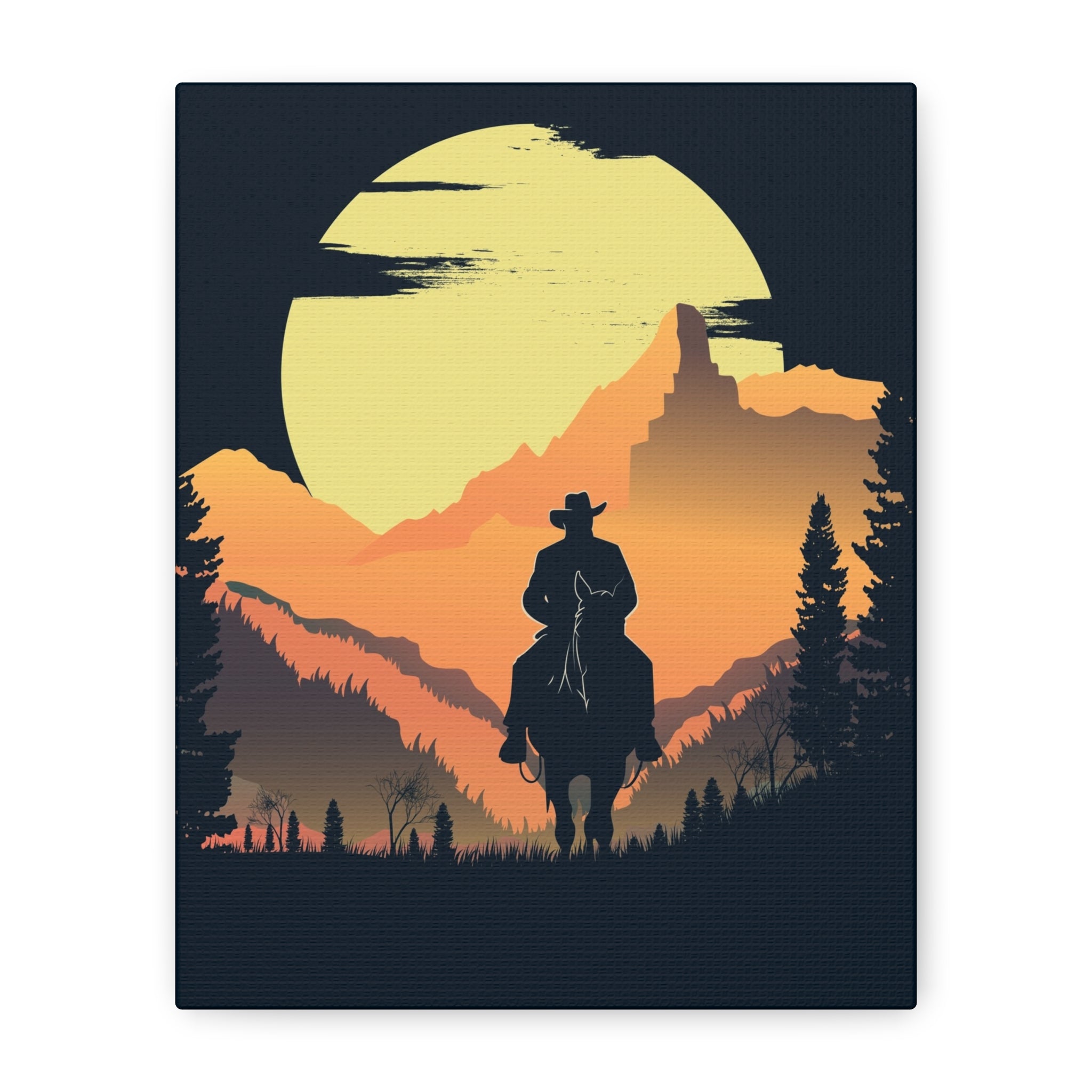 canvas-wall-art-cowboy-western-wall-decor-matte-stretched-print-rustic-southwestern-home-decoration-texas-desert-landscape