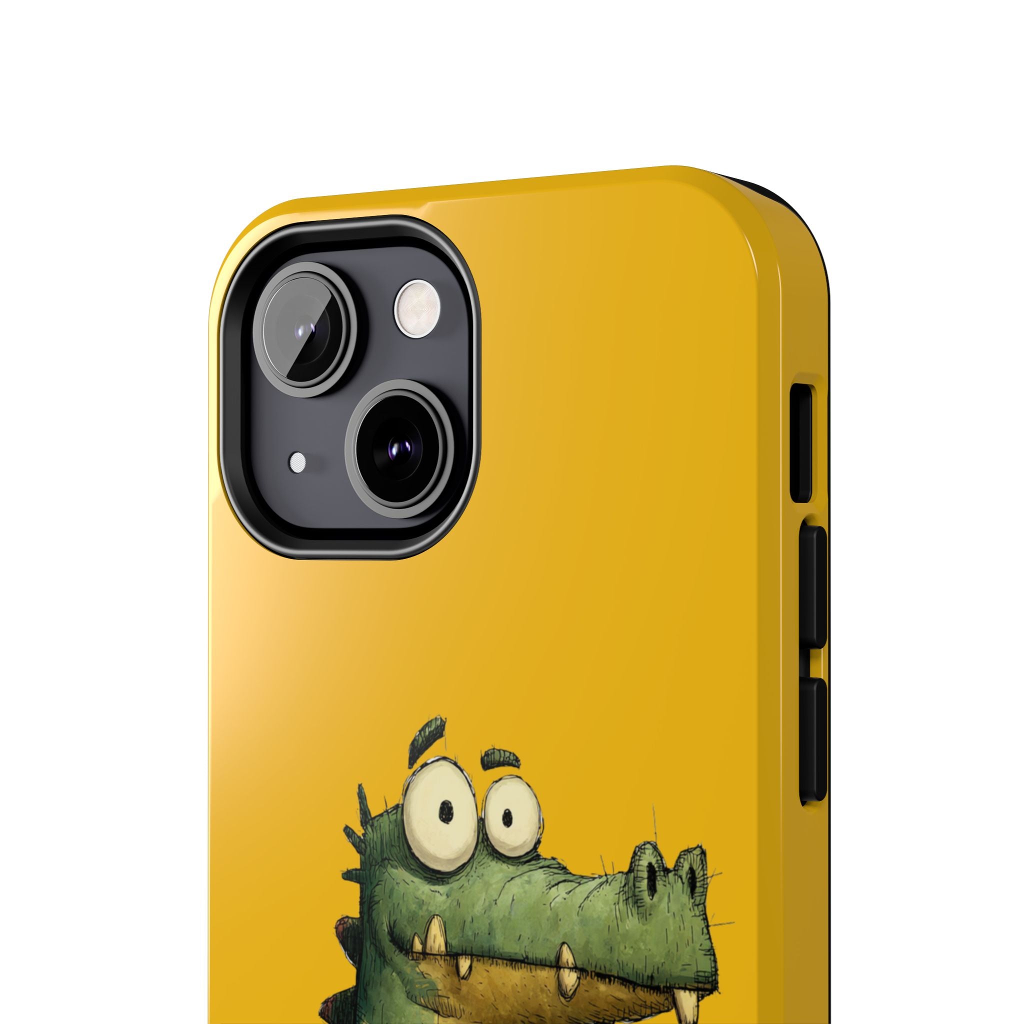 Quirky Funny Alligator iPhone Tough Case - Kawaii Animal Phone Cover - Crocodile Protective Phone Cover - Yellow iPhone Case