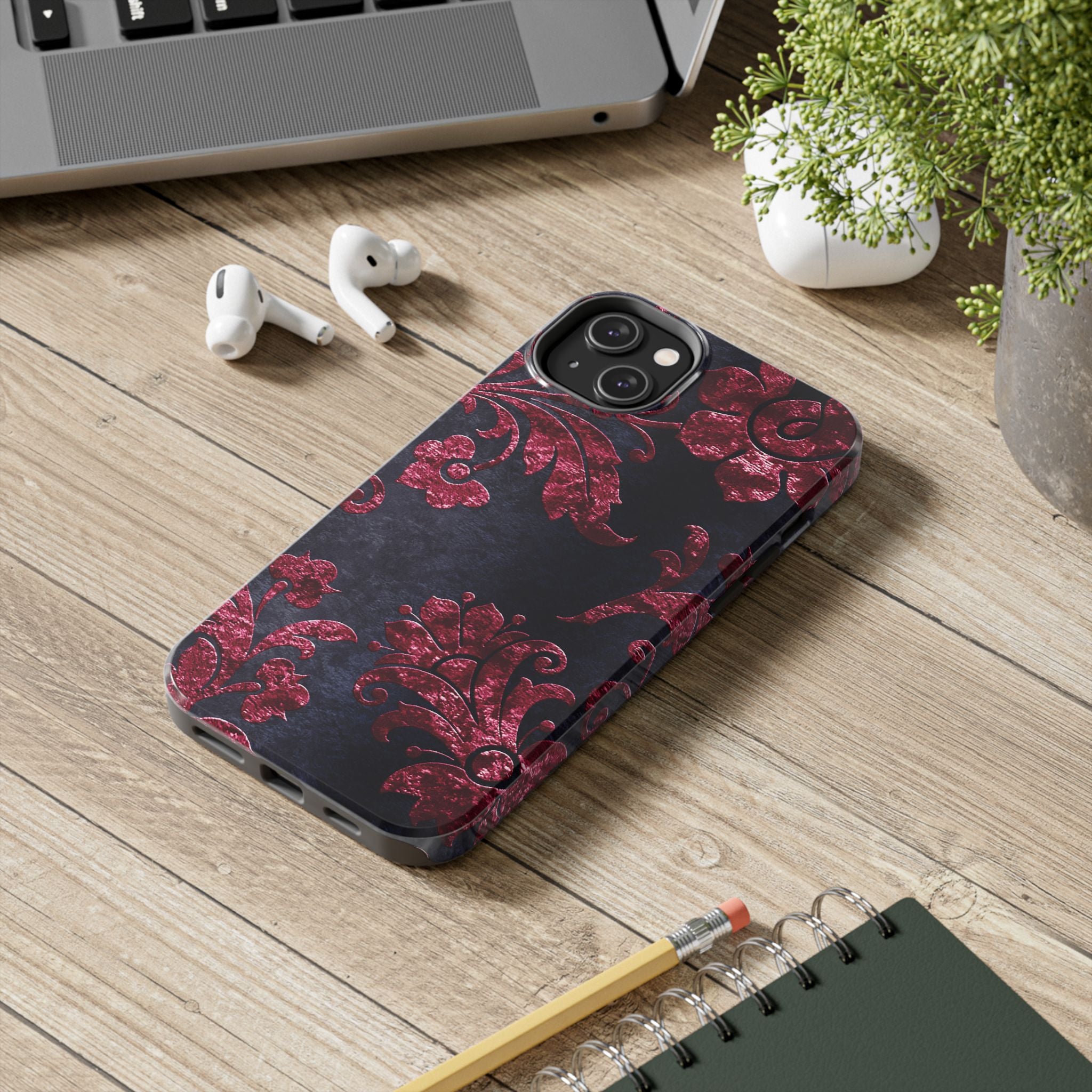 embossed-burgundy-velvet-tough-iphone-case-protective-iphone-cover-heavy-duty-iphone-case-rugged-phone-case-durable-smartphon
