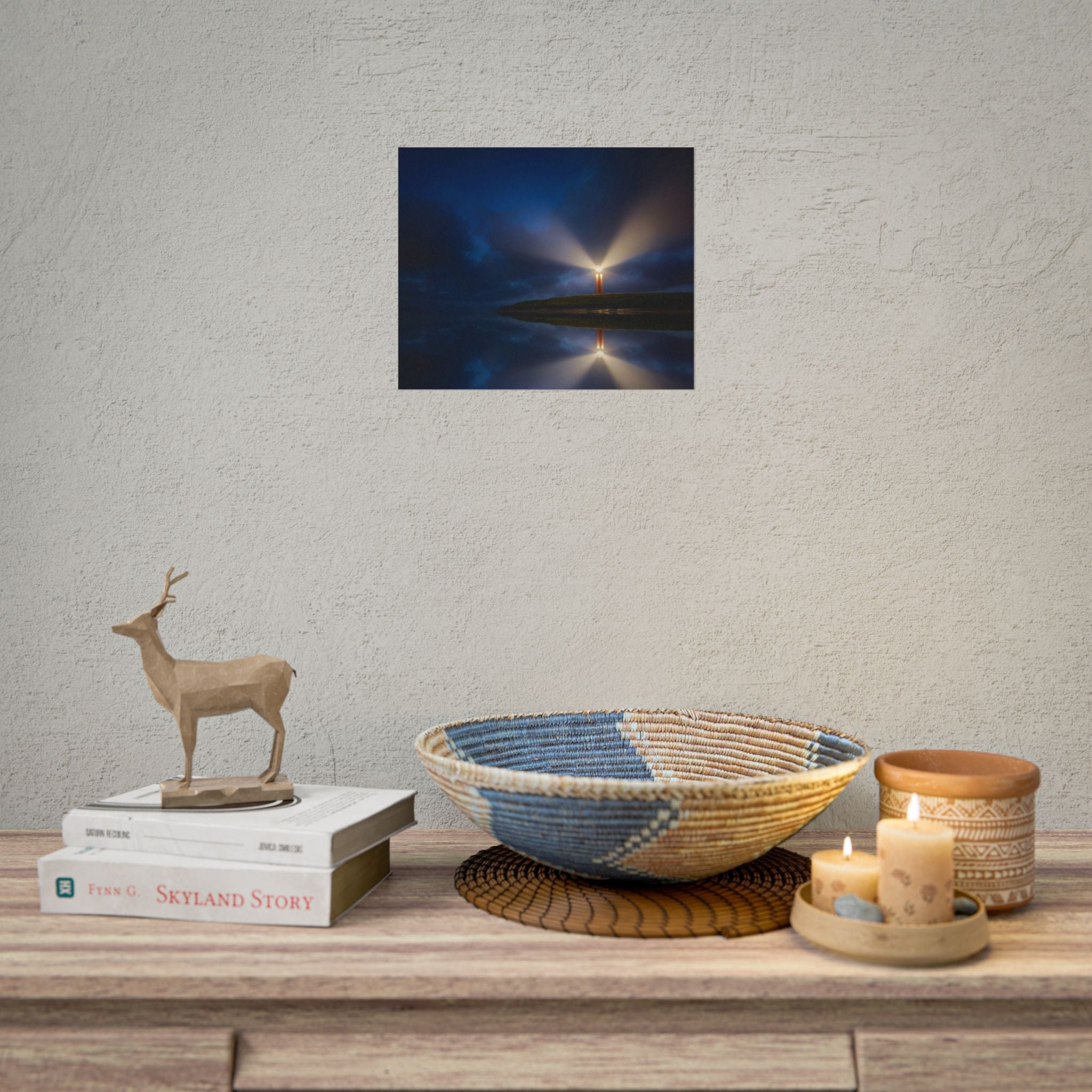 lighthouse-on-rock-poster-wall-art-coastal-wall-decor-nautical-decor-beach-house-decoration-seaside-wall